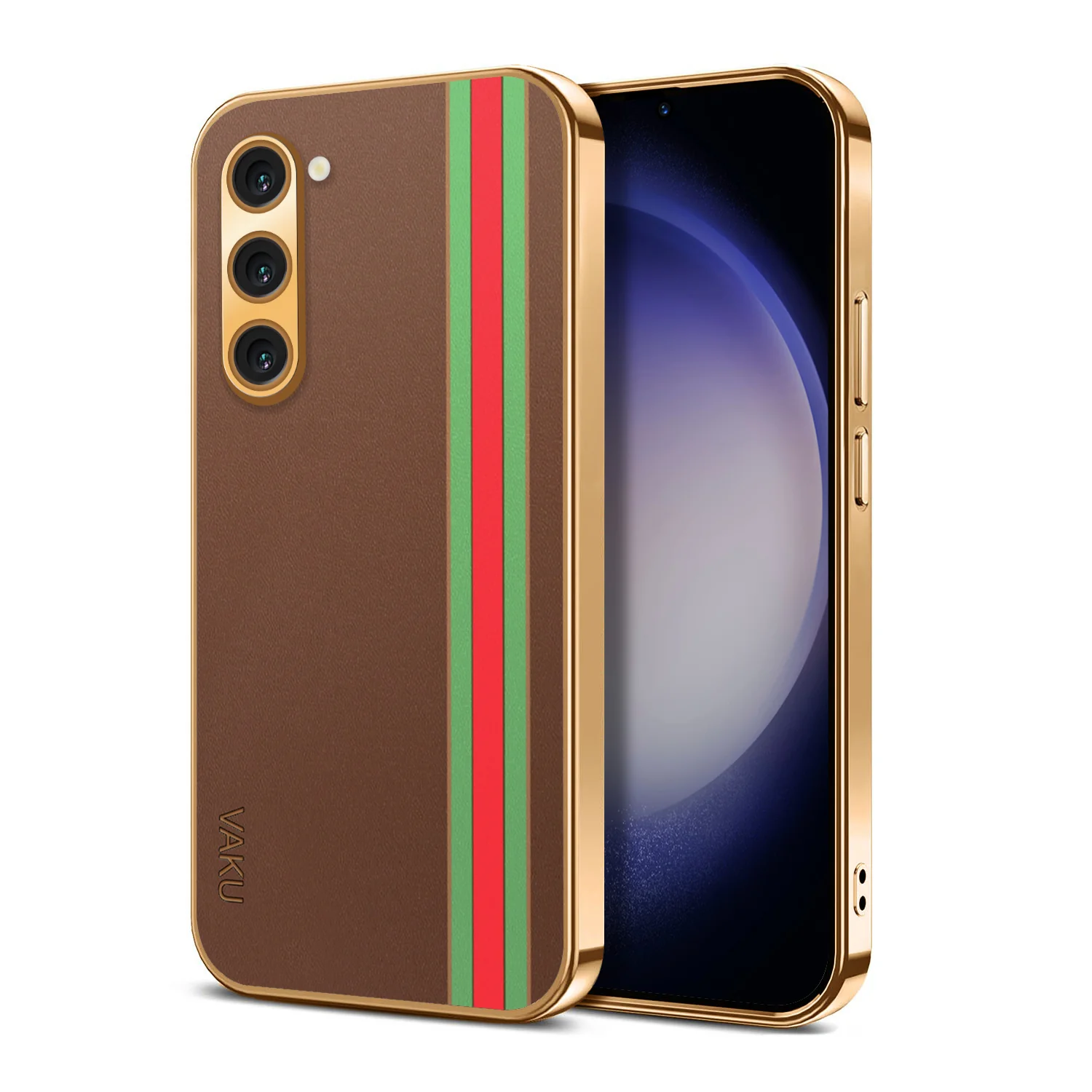 Vaku® Samsung Galaxy S20 FE Felix Line Leather Stitched Gold Electroplated Soft TPU Back Cover - Image 13
