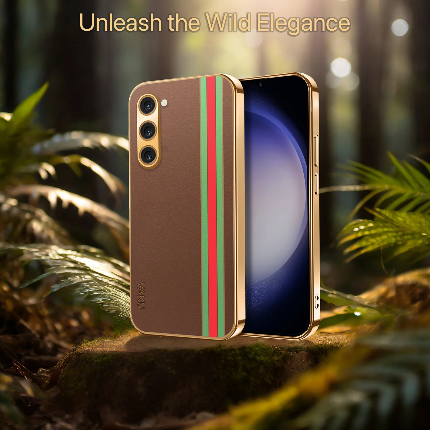 Vaku® Samsung Galaxy S20 FE Felix Line Leather Stitched Gold Electroplated Soft TPU Back Cover - Image 14