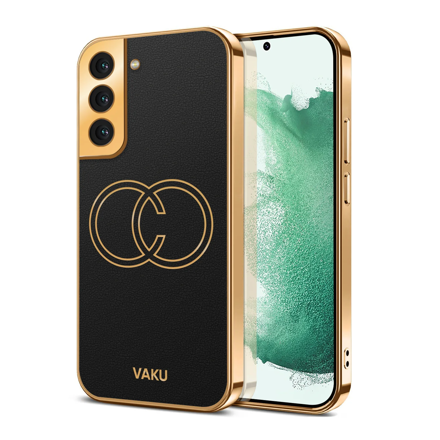 Vaku ® Samsung Galaxy S21 FE Skylar Leather Pattern Gold Electroplated Soft TPU Back Cover - Image 10