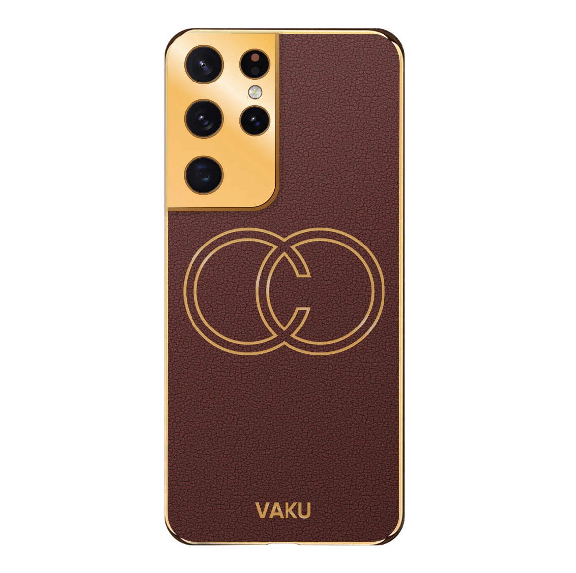 Vaku® Samsung Galaxy S21 Ultra Skylar Leather Pattern Gold Electroplated Soft TPU Back Cover - Image 10