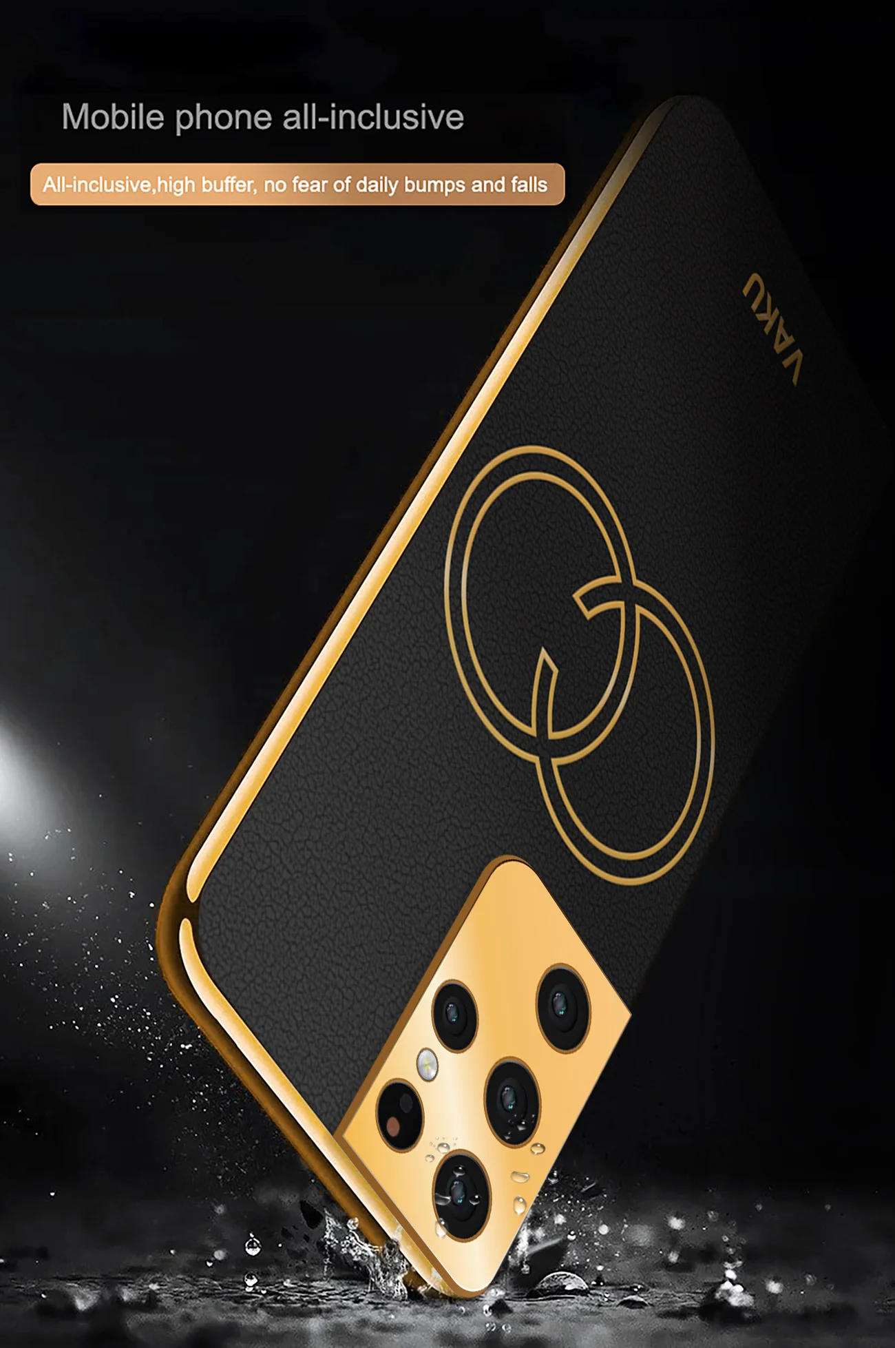 Vaku® Samsung Galaxy S21 Ultra Skylar Leather Pattern Gold Electroplated Soft TPU Back Cover - Image 15