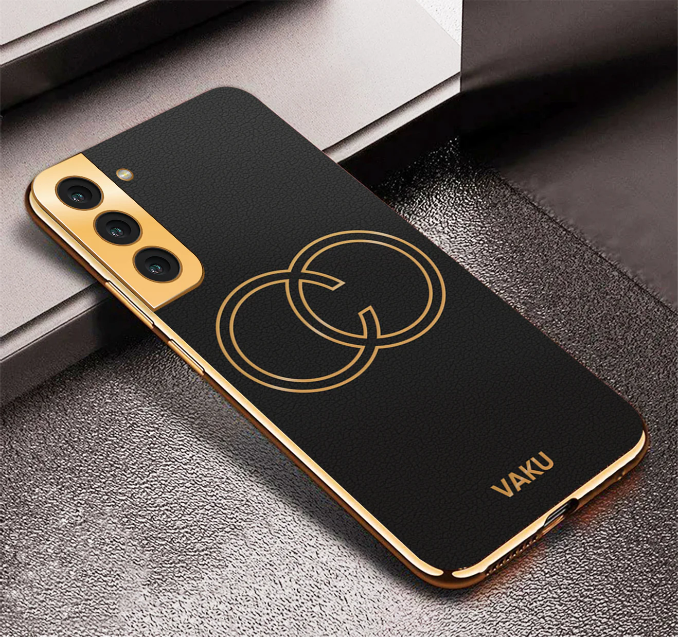Vaku® Samsung Galaxy S22 Skylar Leather Pattern Gold Electroplated Soft TPU Back Cover - Image 14