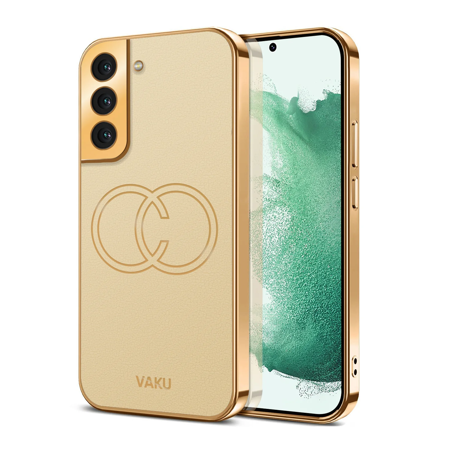 Vaku® Samsung Galaxy S22 Skylar Leather Pattern Gold Electroplated Soft TPU Back Cover - Image 5