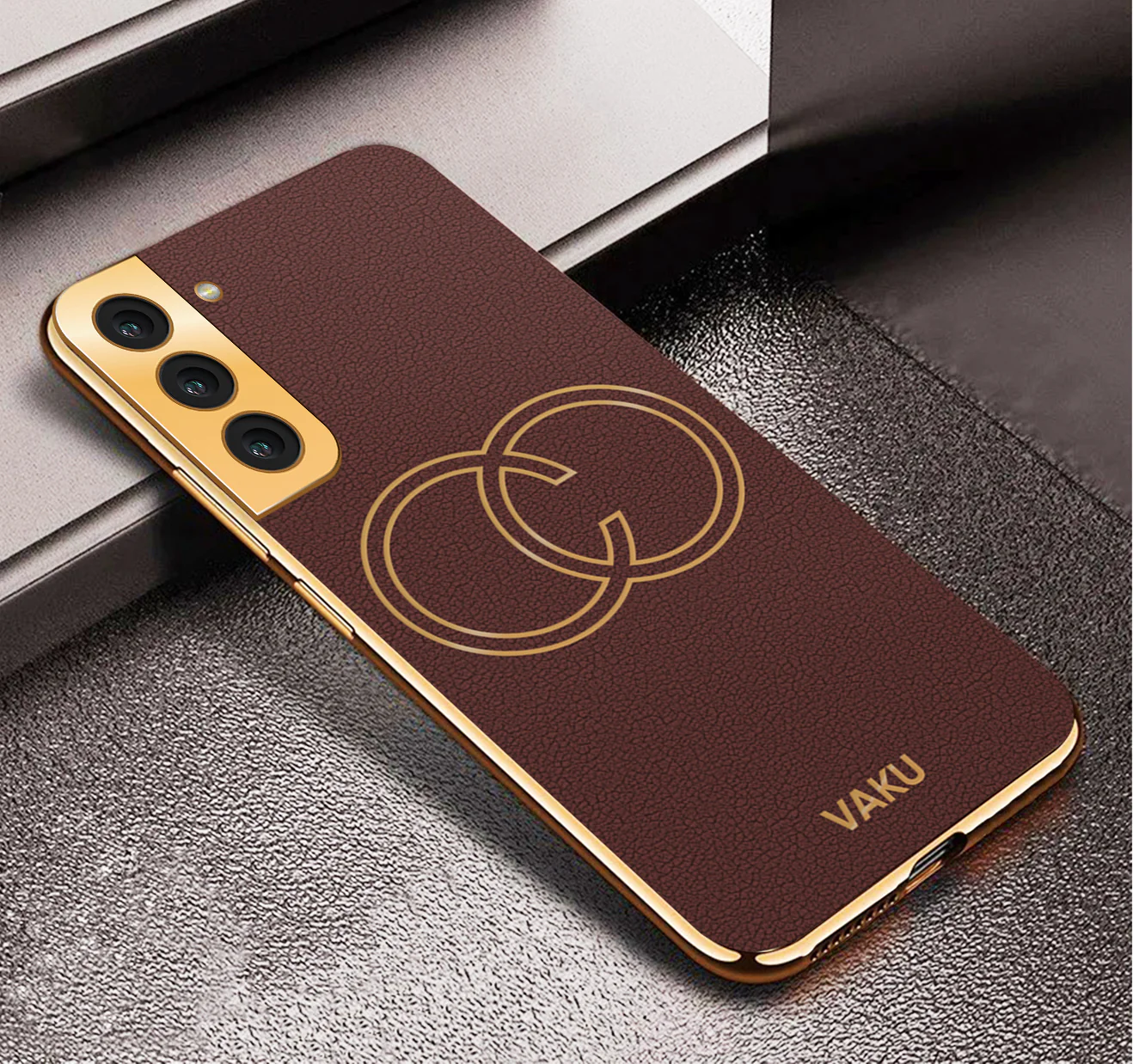 Vaku® Samsung Galaxy S22 Skylar Leather Pattern Gold Electroplated Soft TPU Back Cover - Image 7
