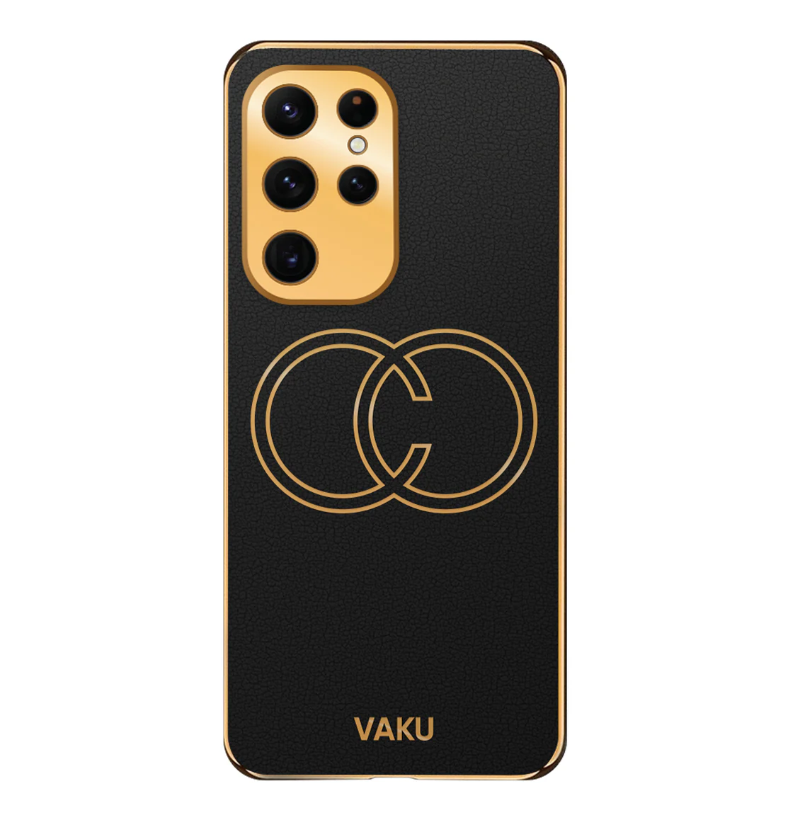 Vaku ® Samsung Galaxy S22 Ultra Skylar Leather Pattern Gold Electroplated Soft TPU Back Cover - Image 9