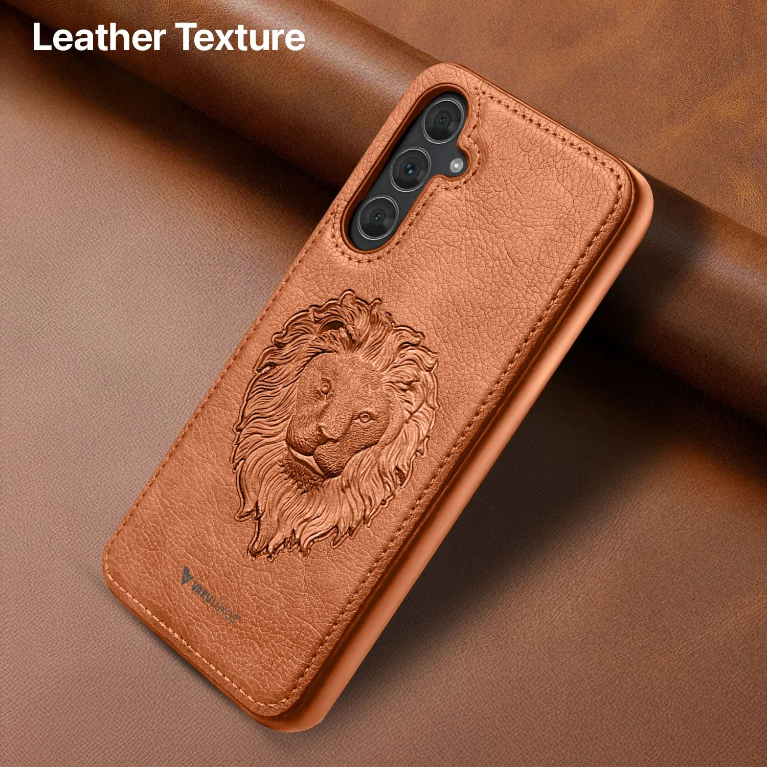 Vaku ® Samsung Galaxy S23 FE Lion Embossed Luxury Designer Leather Back Cover - Image 5