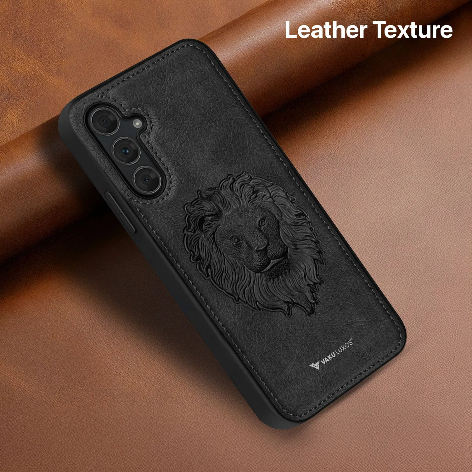 Vaku ® Samsung Galaxy S23 FE Lion Embossed Luxury Designer Leather Back Cover - Image 6