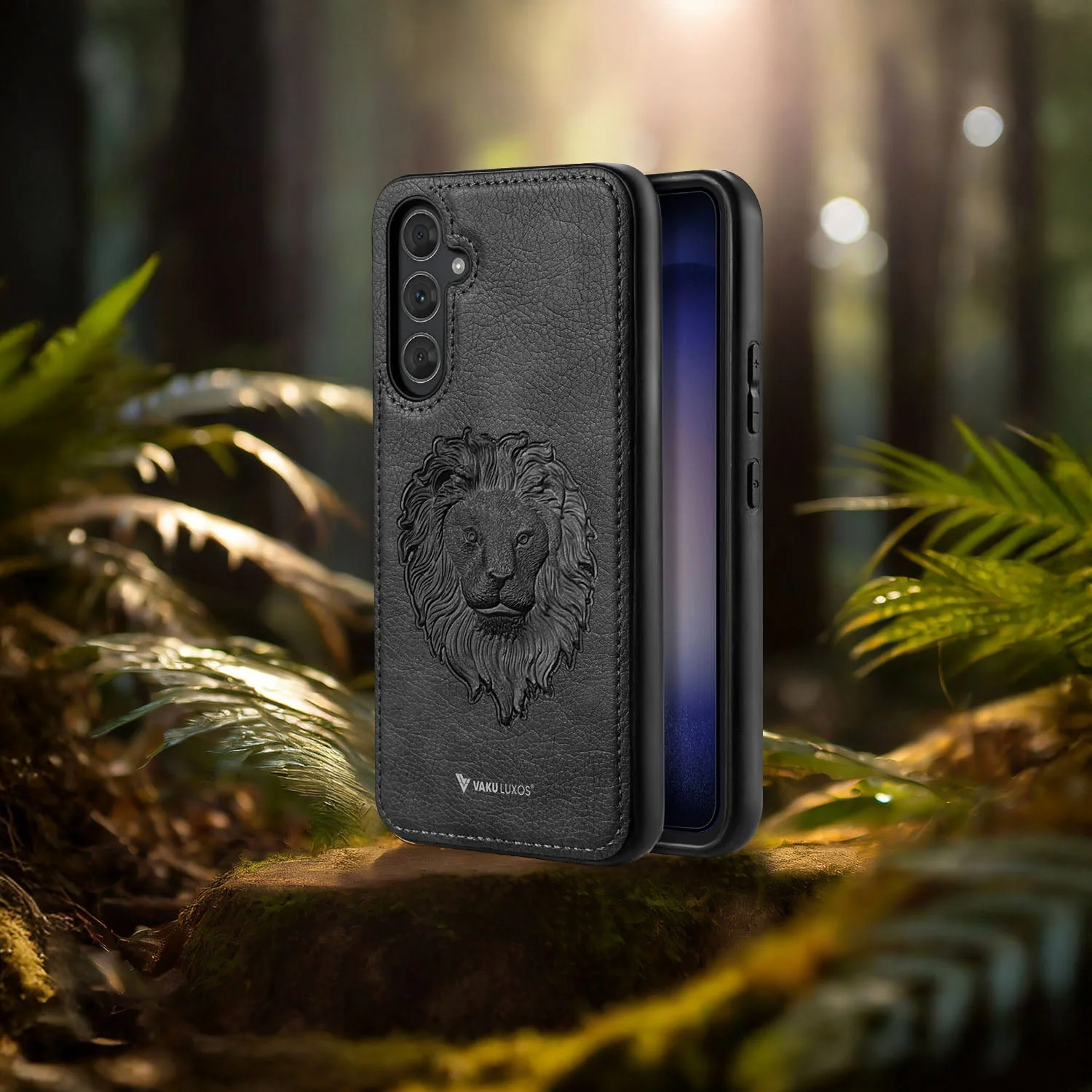 Vaku ® Samsung Galaxy S23 FE Lion Embossed Luxury Designer Leather Back Cover - Image 9