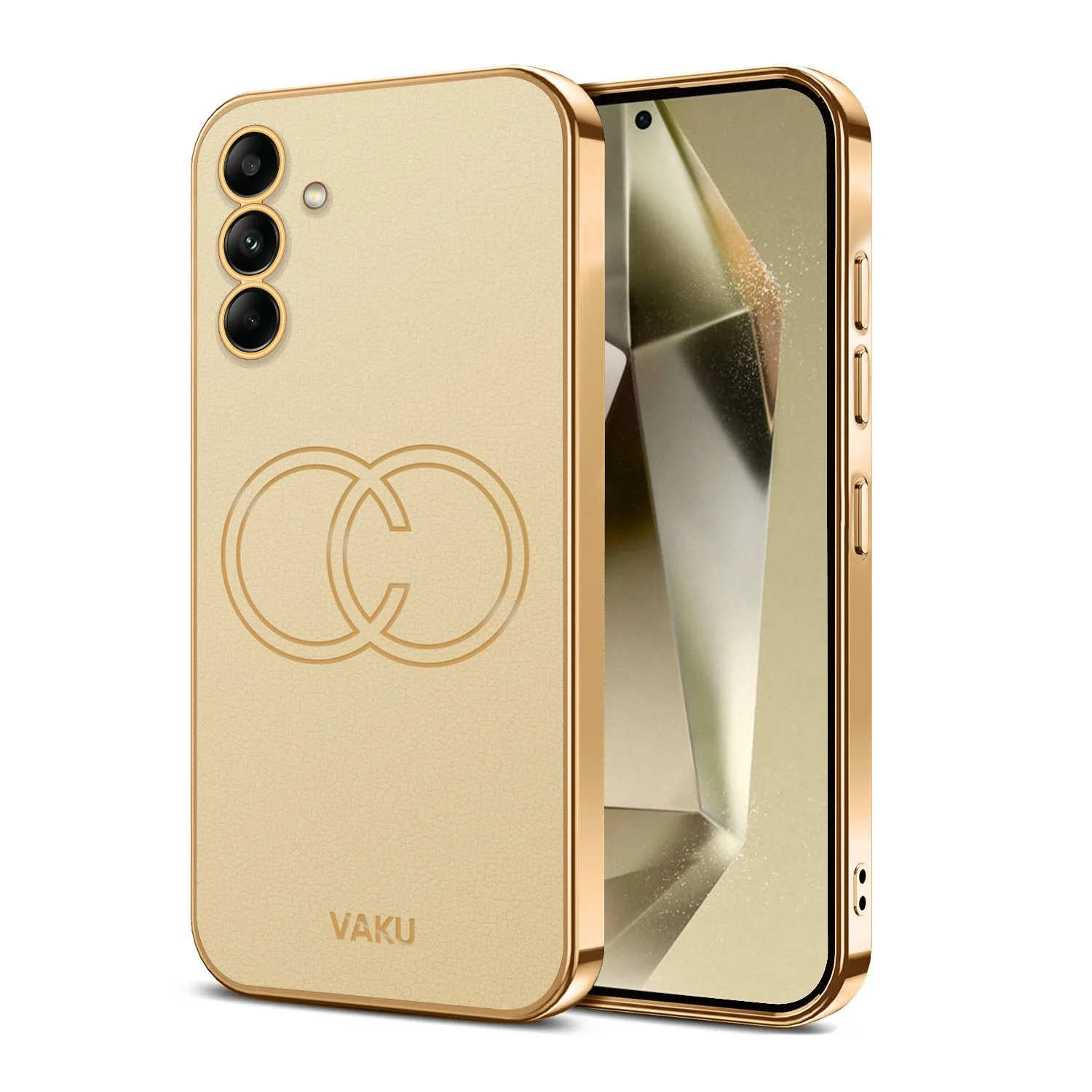 Vaku® Samsung Galaxy S23 FE Skylar Leather Pattern Gold Electroplated Soft TPU Back Cover - Image 11