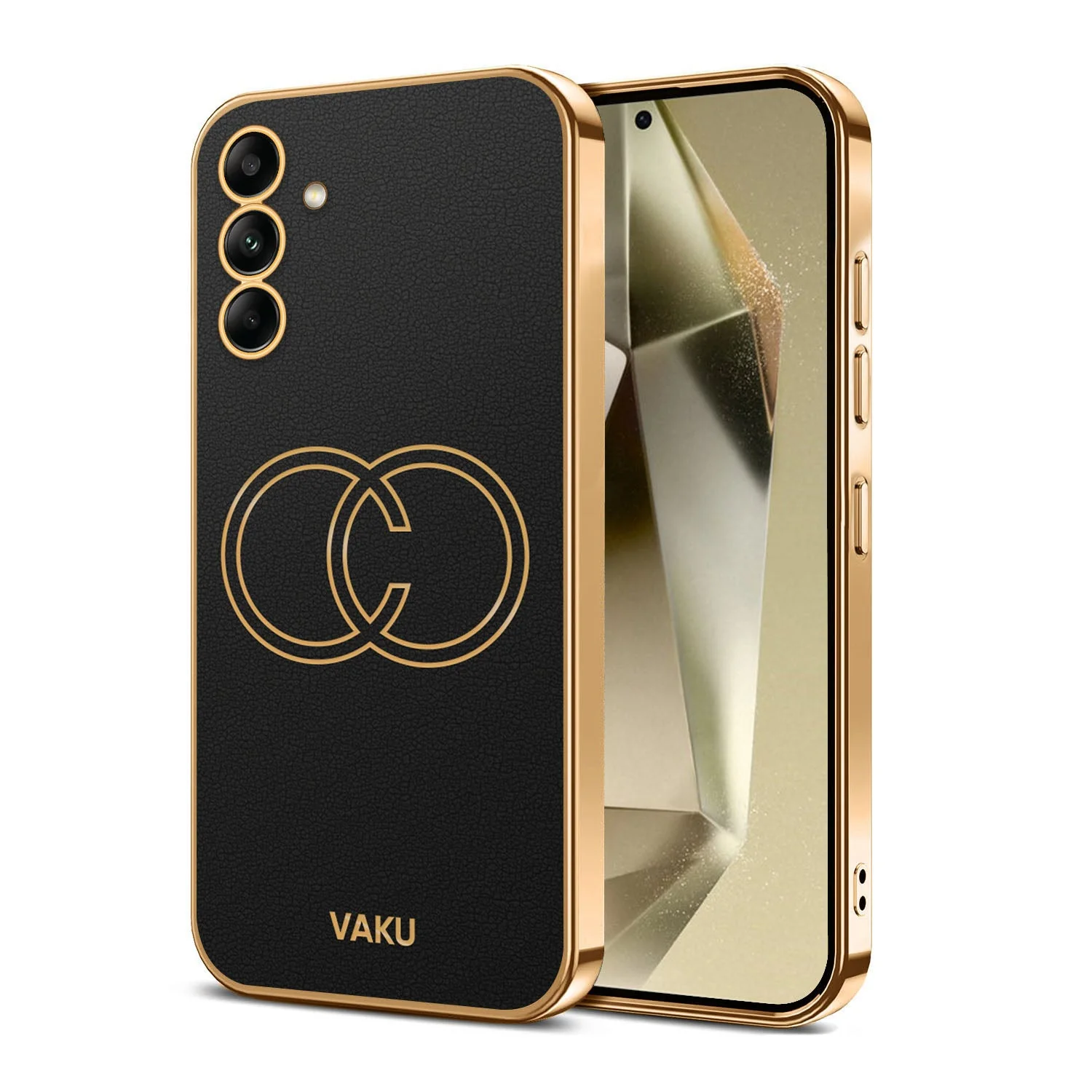 Vaku® Samsung Galaxy S23 FE Skylar Leather Pattern Gold Electroplated Soft TPU Back Cover - Image 6