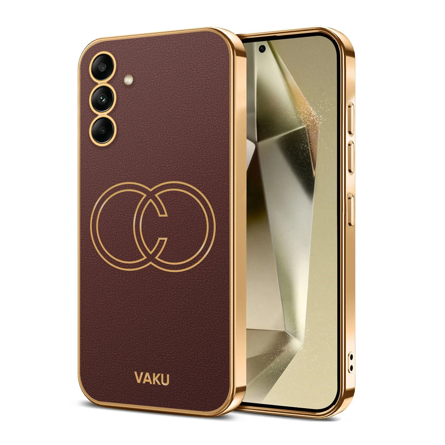 Vaku® Samsung Galaxy S23 FE Skylar Leather Pattern Gold Electroplated Soft TPU Back Cover - Image 8