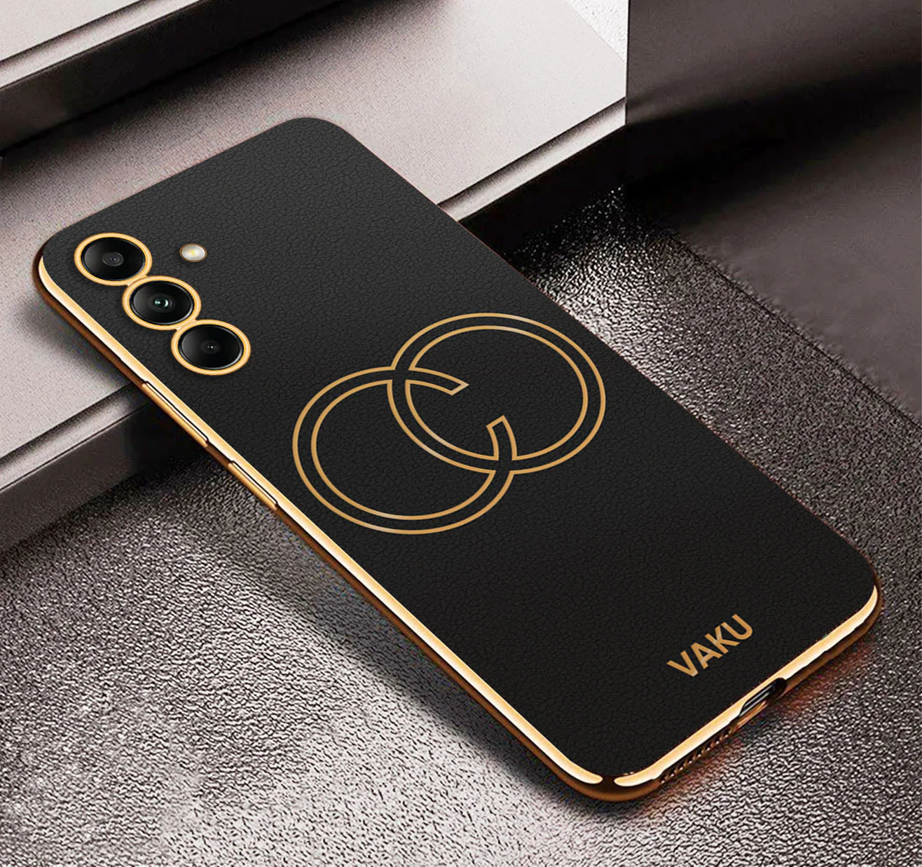 Vaku® Samsung Galaxy S23 FE Skylar Leather Pattern Gold Electroplated Soft TPU Back Cover - Image 9