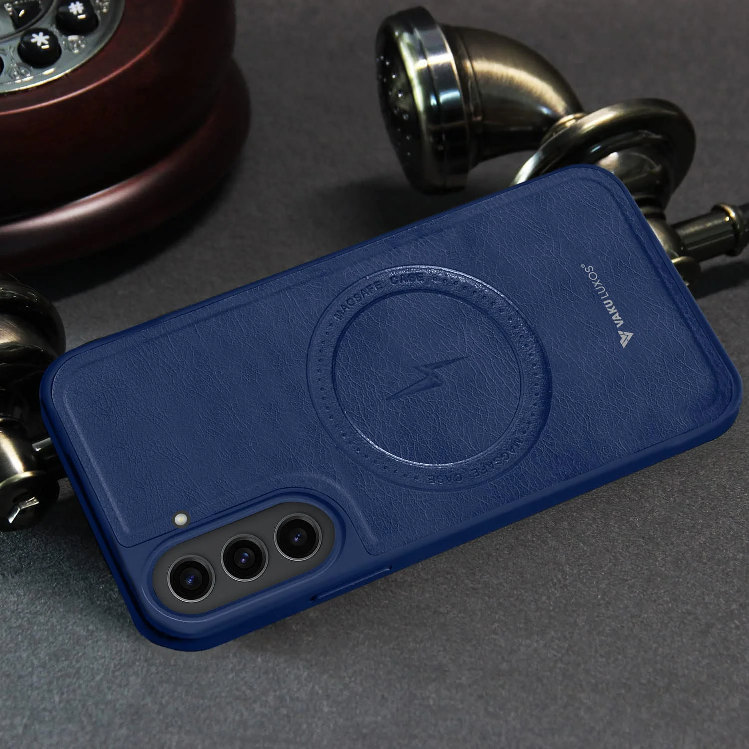 Vaku ® Samsung Galaxy S23 Maxtron Leather Stitched Magnetic Magsafe Back Cover - Image 3