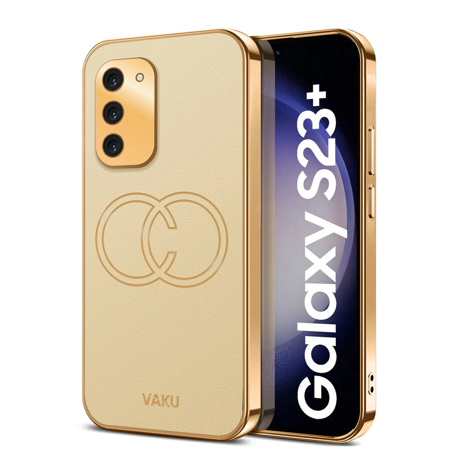 Vaku® Samsung Galaxy S23 Plus Skylar Leather Pattern Gold Electroplated Soft TPU Back Cover - Image 10