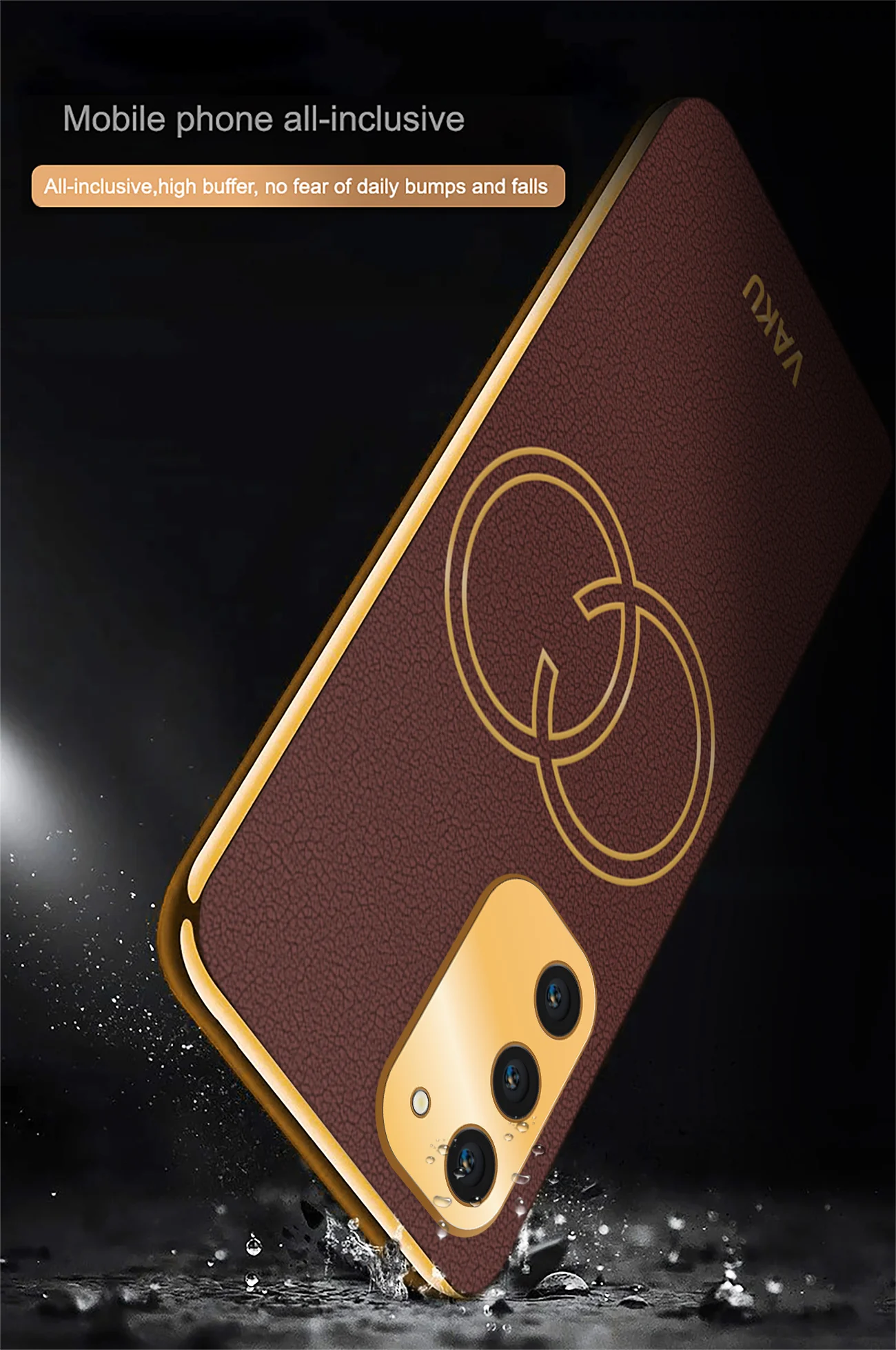 Vaku® Samsung Galaxy S23 Plus Skylar Leather Pattern Gold Electroplated Soft TPU Back Cover - Image 13