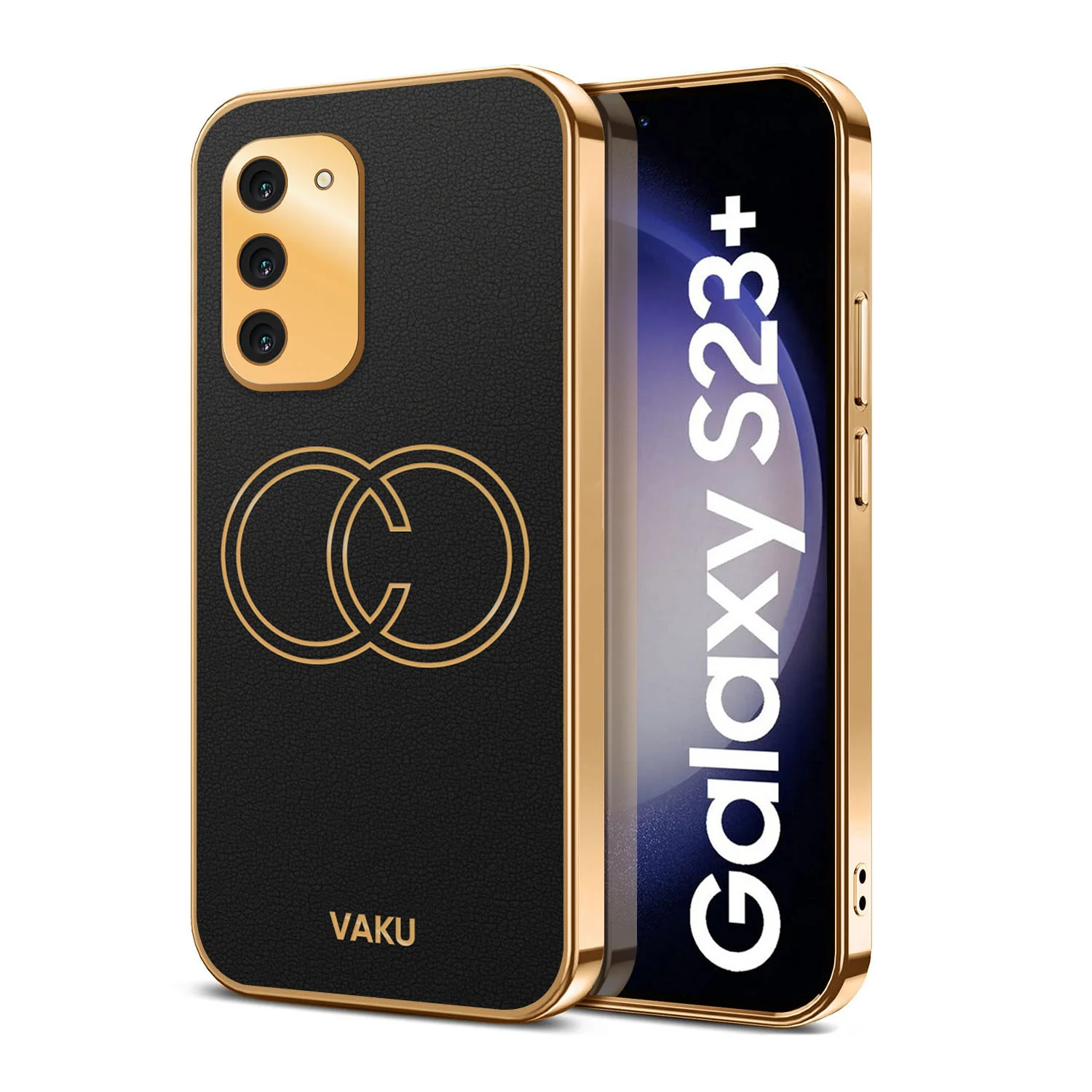 Vaku® Samsung Galaxy S23 Plus Skylar Leather Pattern Gold Electroplated Soft TPU Back Cover - Image 8