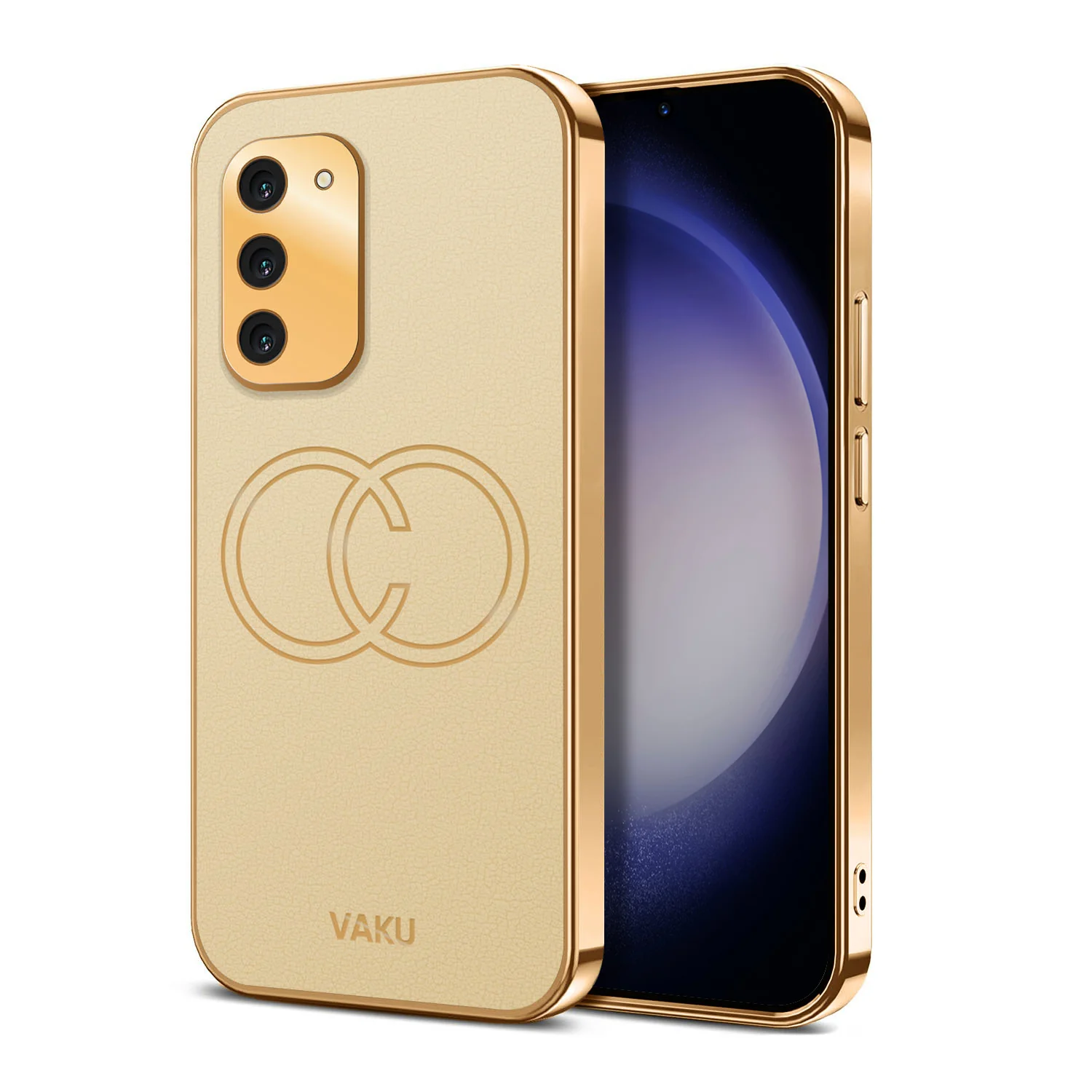 Vaku® Samsung Galaxy S23 Skylar Leather Pattern Gold Electroplated Soft TPU Back Cover - Image 10