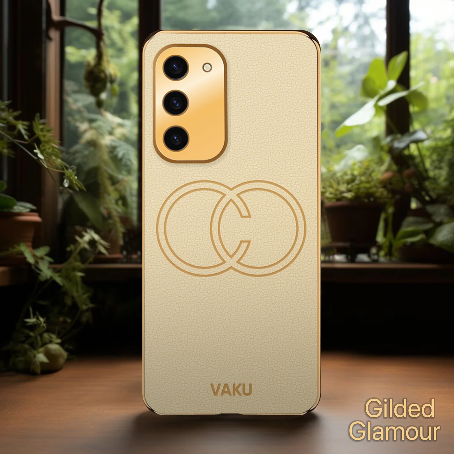 Vaku® Samsung Galaxy S23 Skylar Leather Pattern Gold Electroplated Soft TPU Back Cover - Image 12