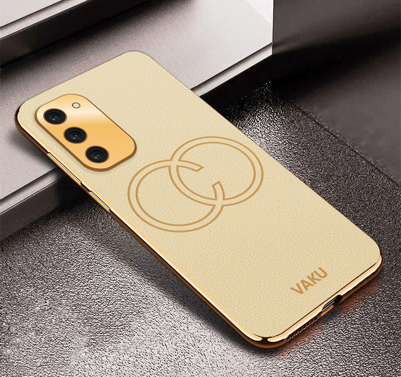 Vaku® Samsung Galaxy S23 Skylar Leather Pattern Gold Electroplated Soft TPU Back Cover - Image 17