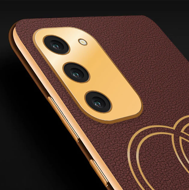 Vaku® Samsung Galaxy S23 Skylar Leather Pattern Gold Electroplated Soft TPU Back Cover - Image 2
