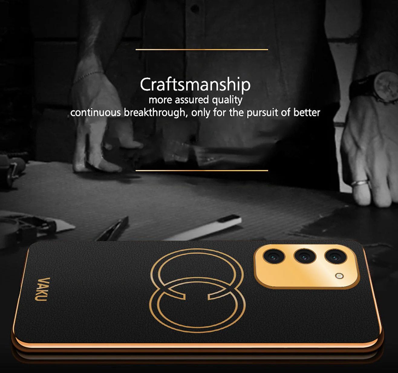Vaku® Samsung Galaxy S23 Skylar Leather Pattern Gold Electroplated Soft TPU Back Cover - Image 4