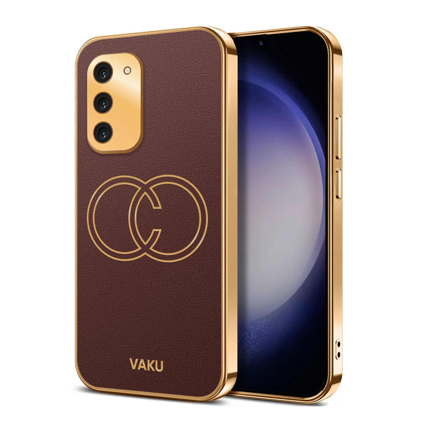 Vaku® Samsung Galaxy S23 Skylar Leather Pattern Gold Electroplated Soft TPU Back Cover - Image 6