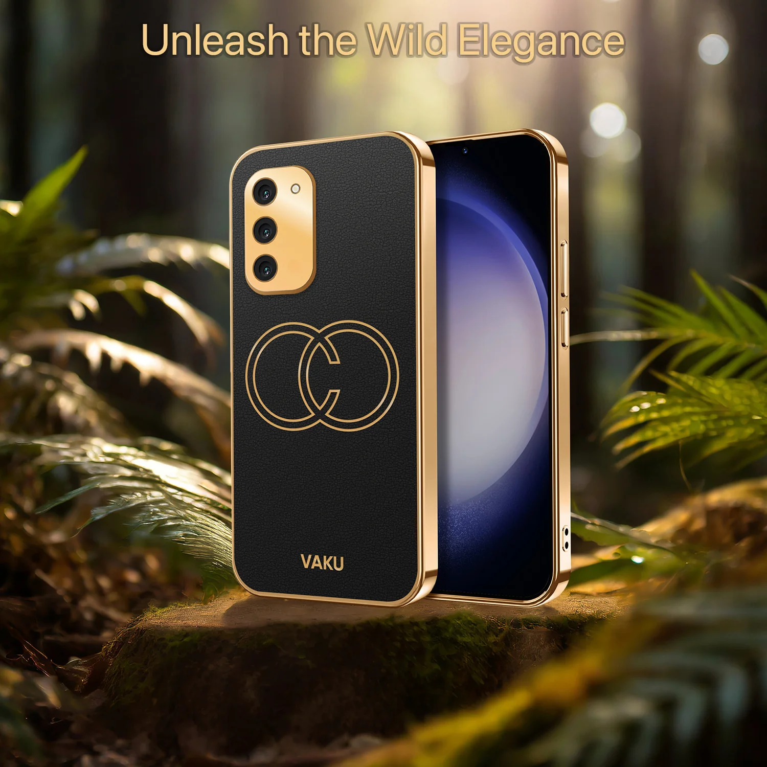 Vaku® Samsung Galaxy S23 Skylar Leather Pattern Gold Electroplated Soft TPU Back Cover - Image 9