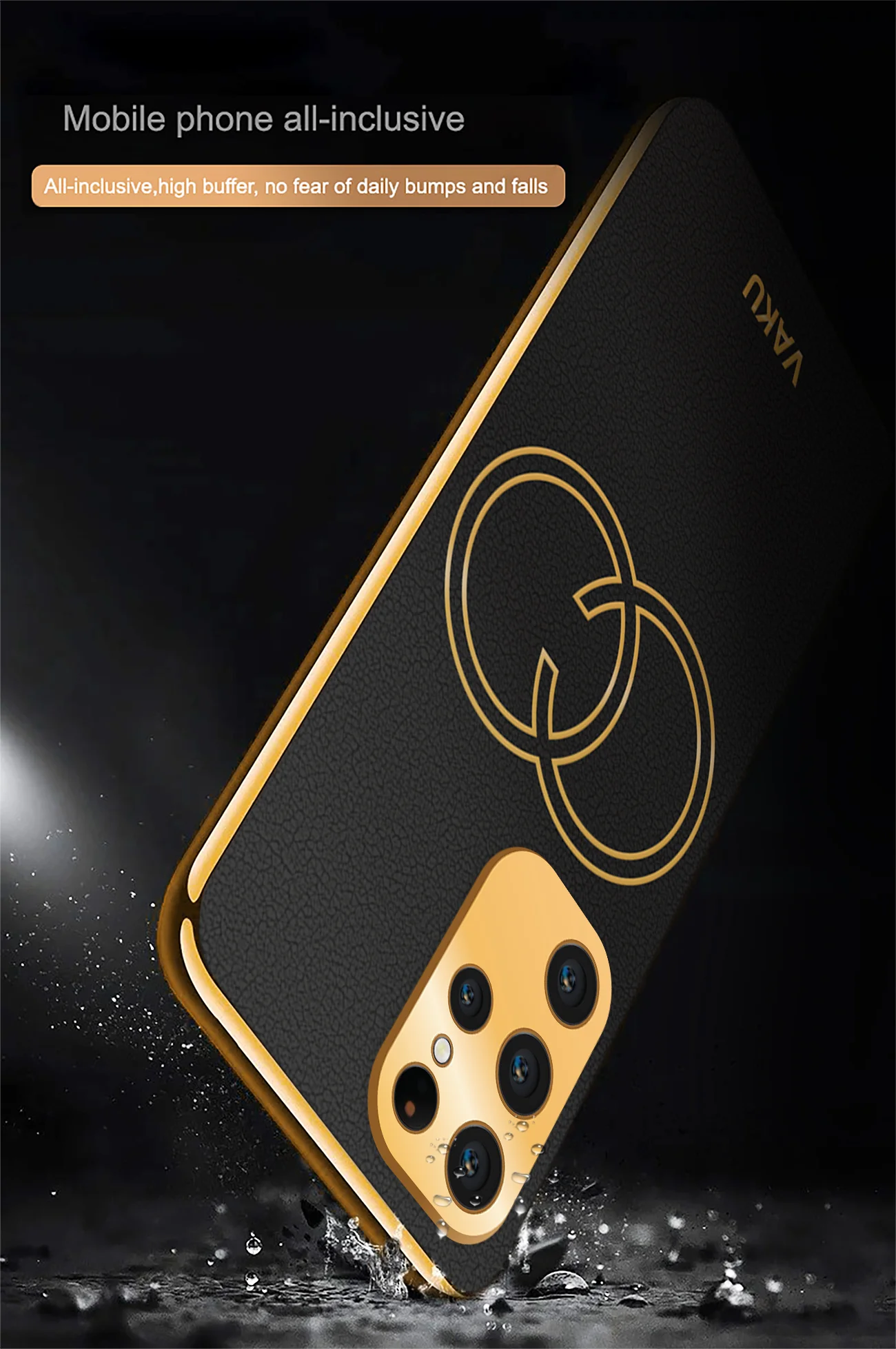 Vaku® Samsung Galaxy S23 Ultra Skylar Leather Pattern Gold Electroplated Soft TPU Back Cover - Image 11