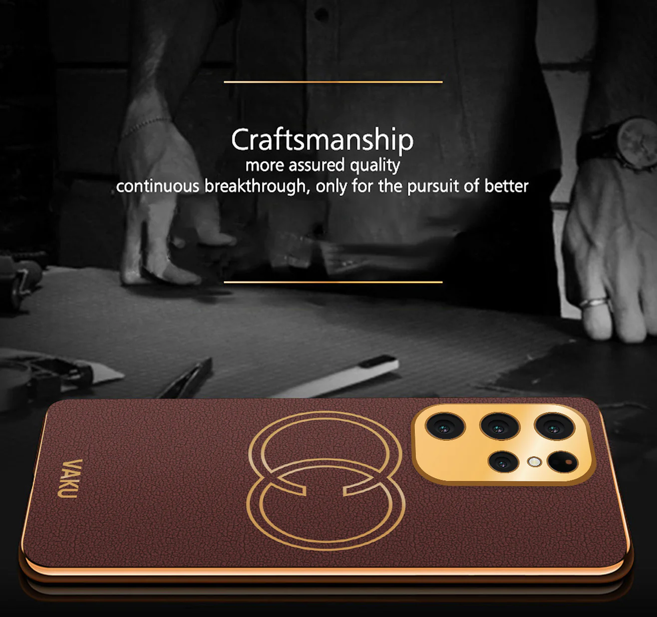 Vaku® Samsung Galaxy S23 Ultra Skylar Leather Pattern Gold Electroplated Soft TPU Back Cover - Image 13