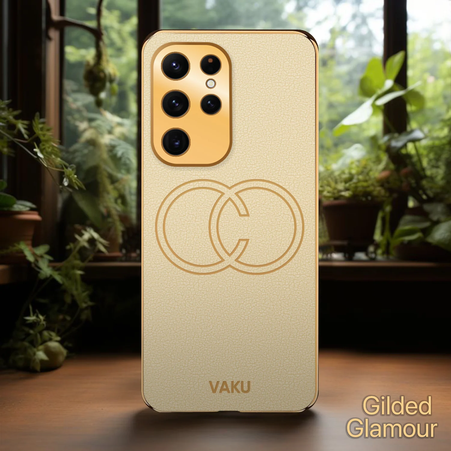 Vaku® Samsung Galaxy S23 Ultra Skylar Leather Pattern Gold Electroplated Soft TPU Back Cover - Image 8
