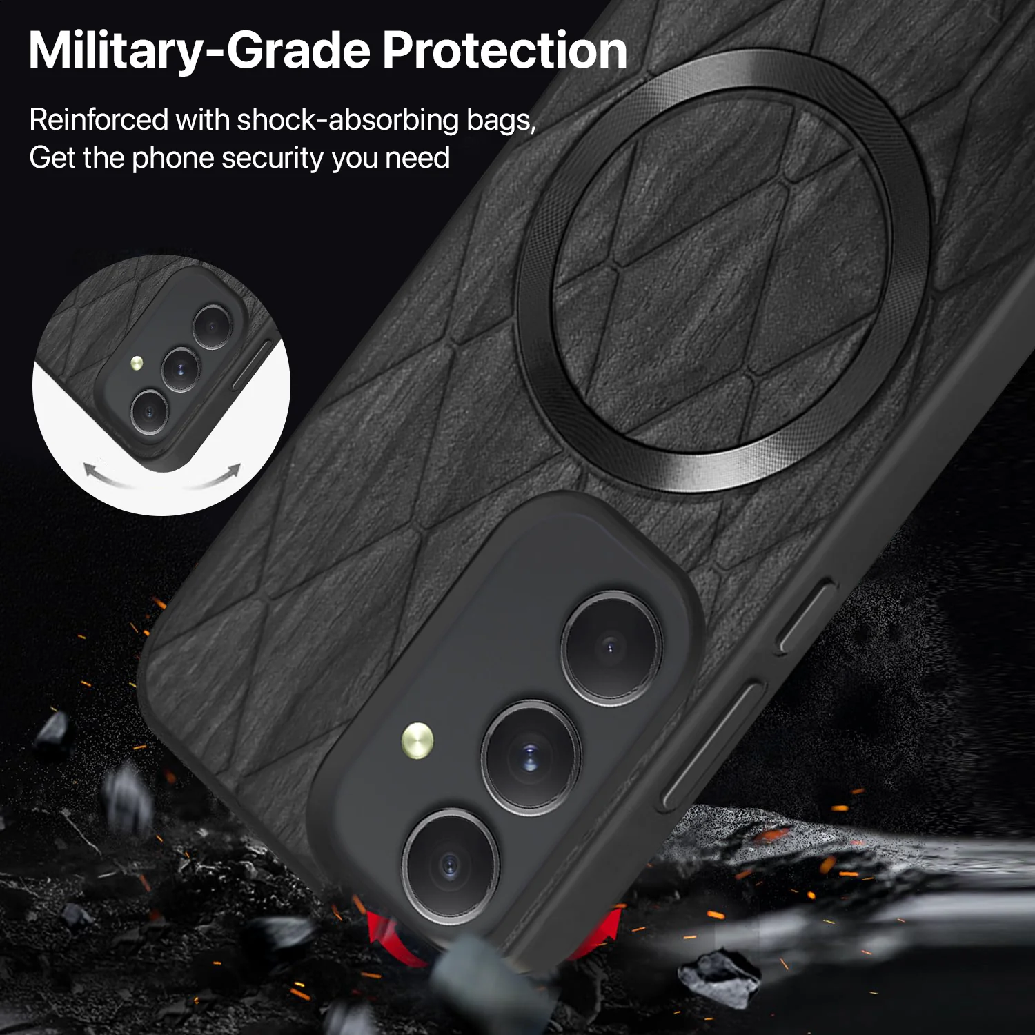 Vaku ® Samsung Galaxy S24 FE Diamond Plume Pattern Magnetic Magsafe Back Cover - Image 3