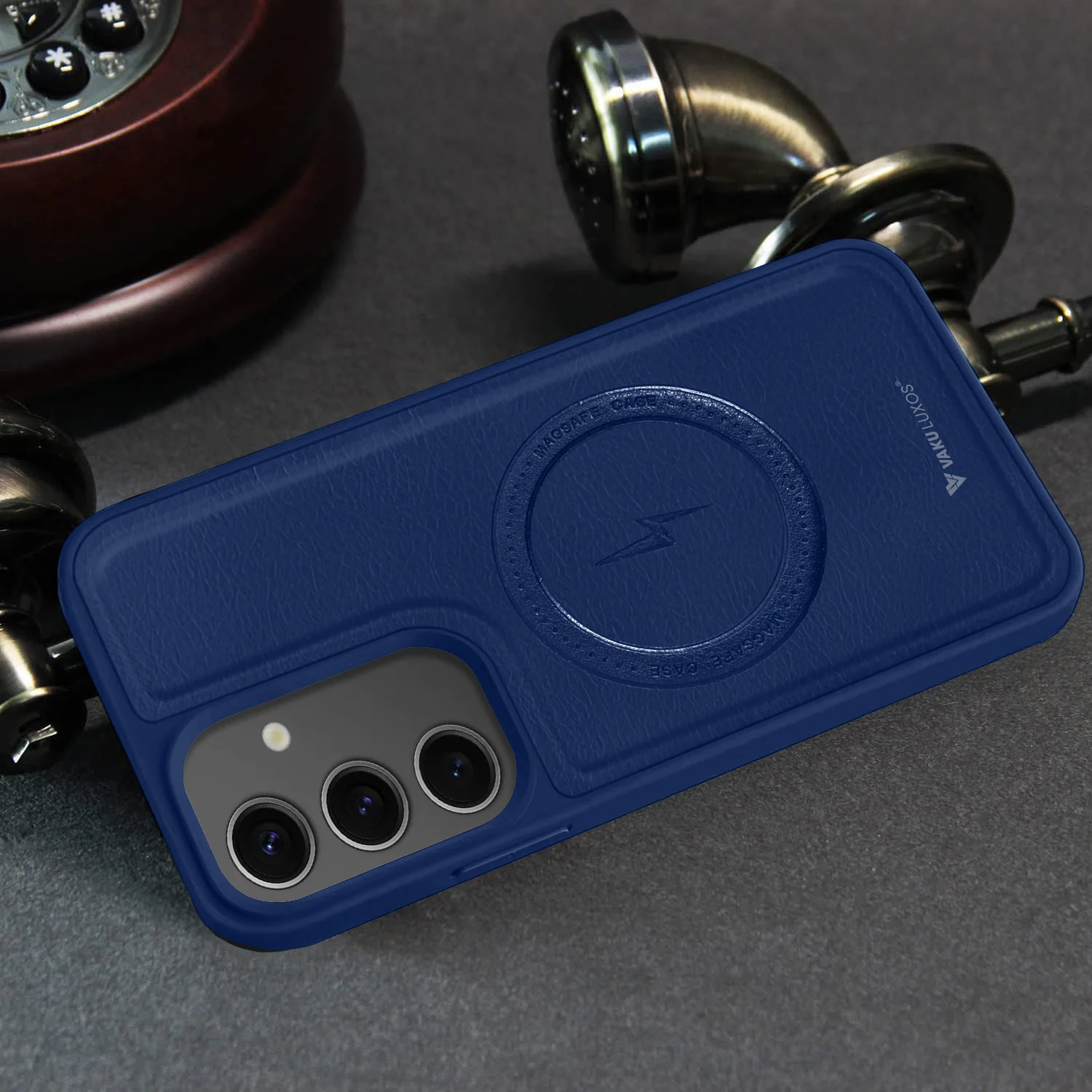 Vaku ® Samsung Galaxy S24 FE Maxtron Leather Stitched Magnetic Magsafe Back Cover - Image 10