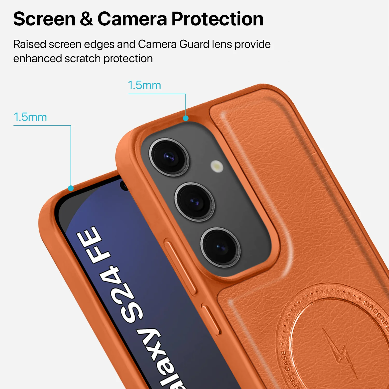 Vaku ® Samsung Galaxy S24 FE Maxtron Leather Stitched Magnetic Magsafe Back Cover - Image 5