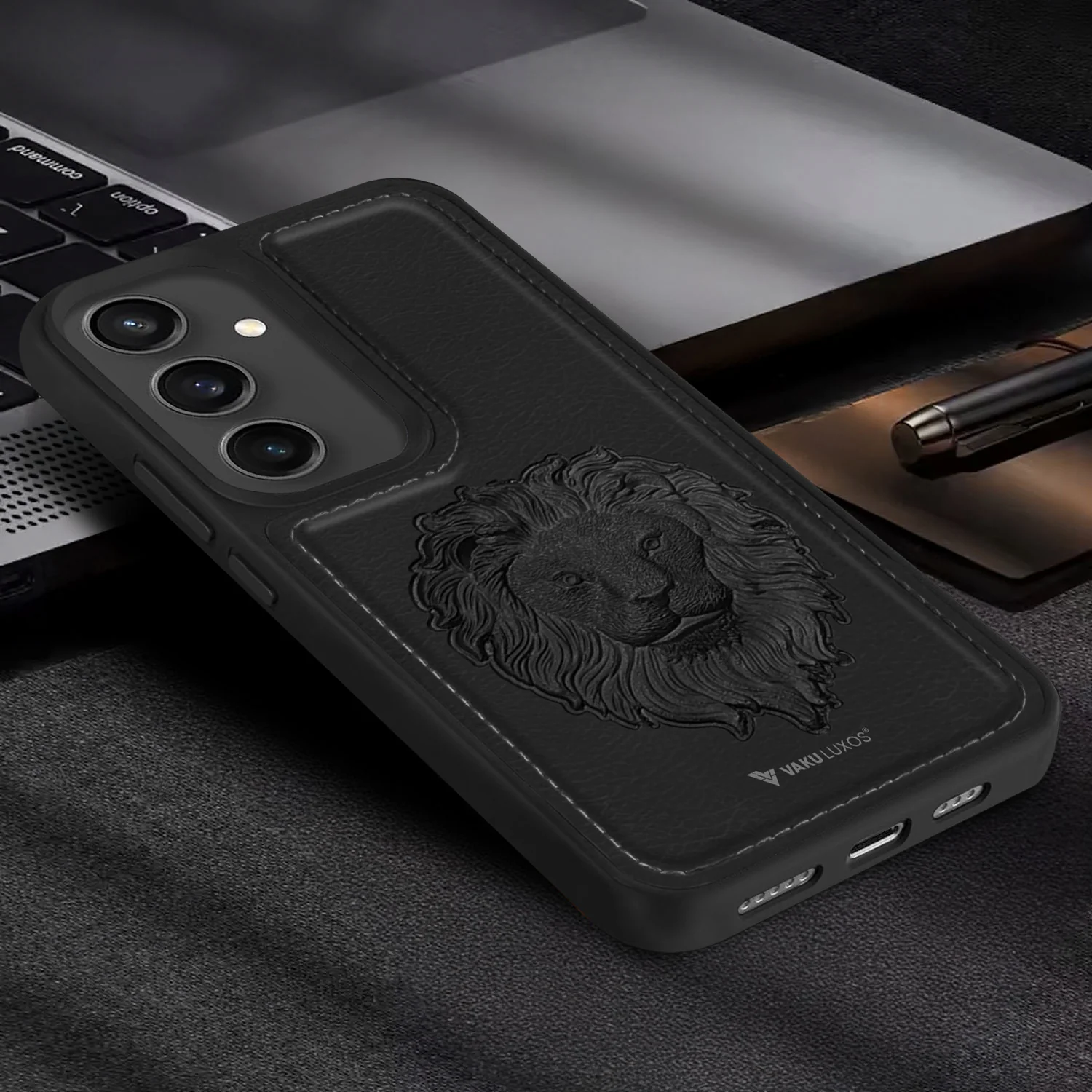 Vaku ® Samsung Galaxy S24 Lion Embossed Luxury Designer Leather Back Cover - Image 12