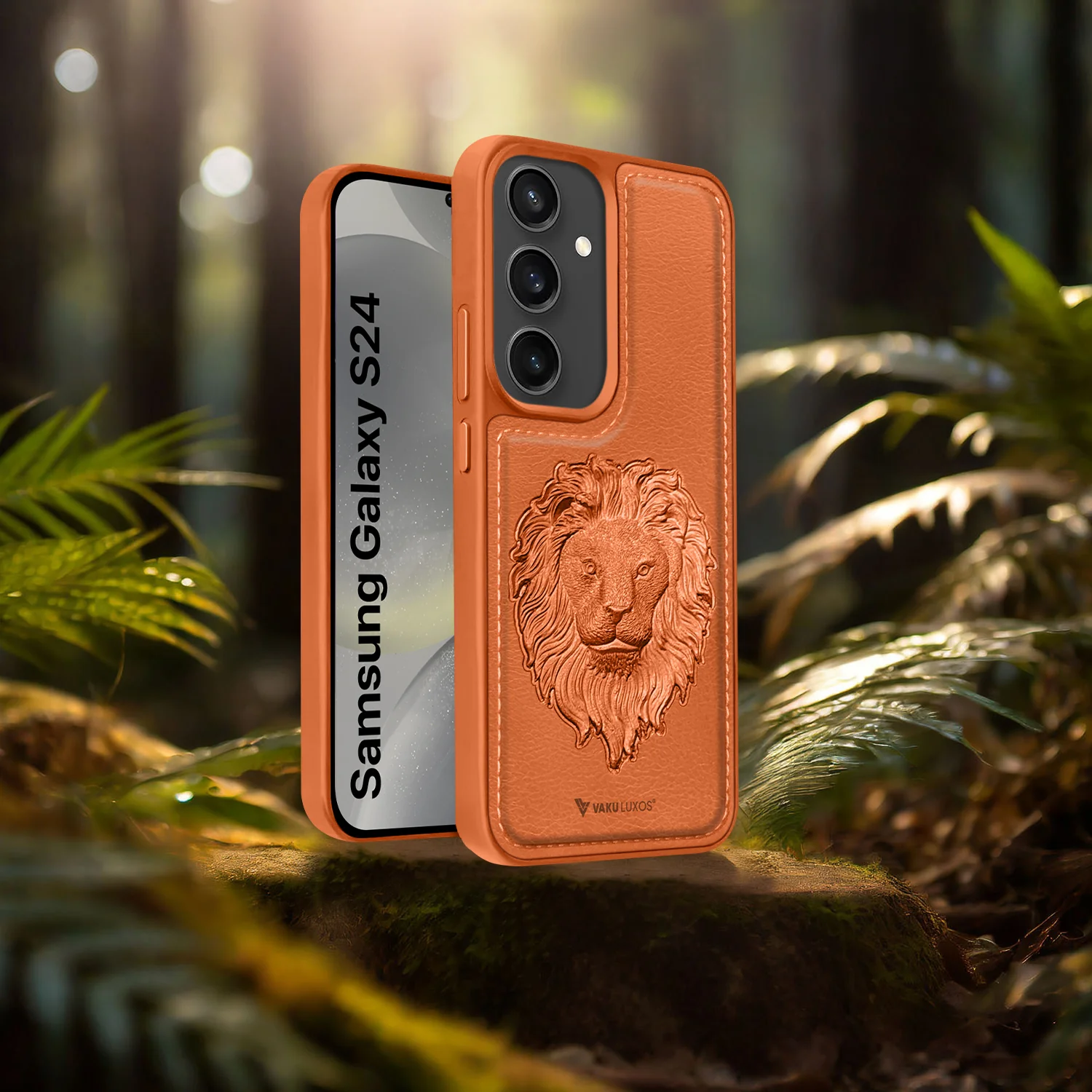 Vaku ® Samsung Galaxy S24 Lion Embossed Luxury Designer Leather Back Cover - Image 13