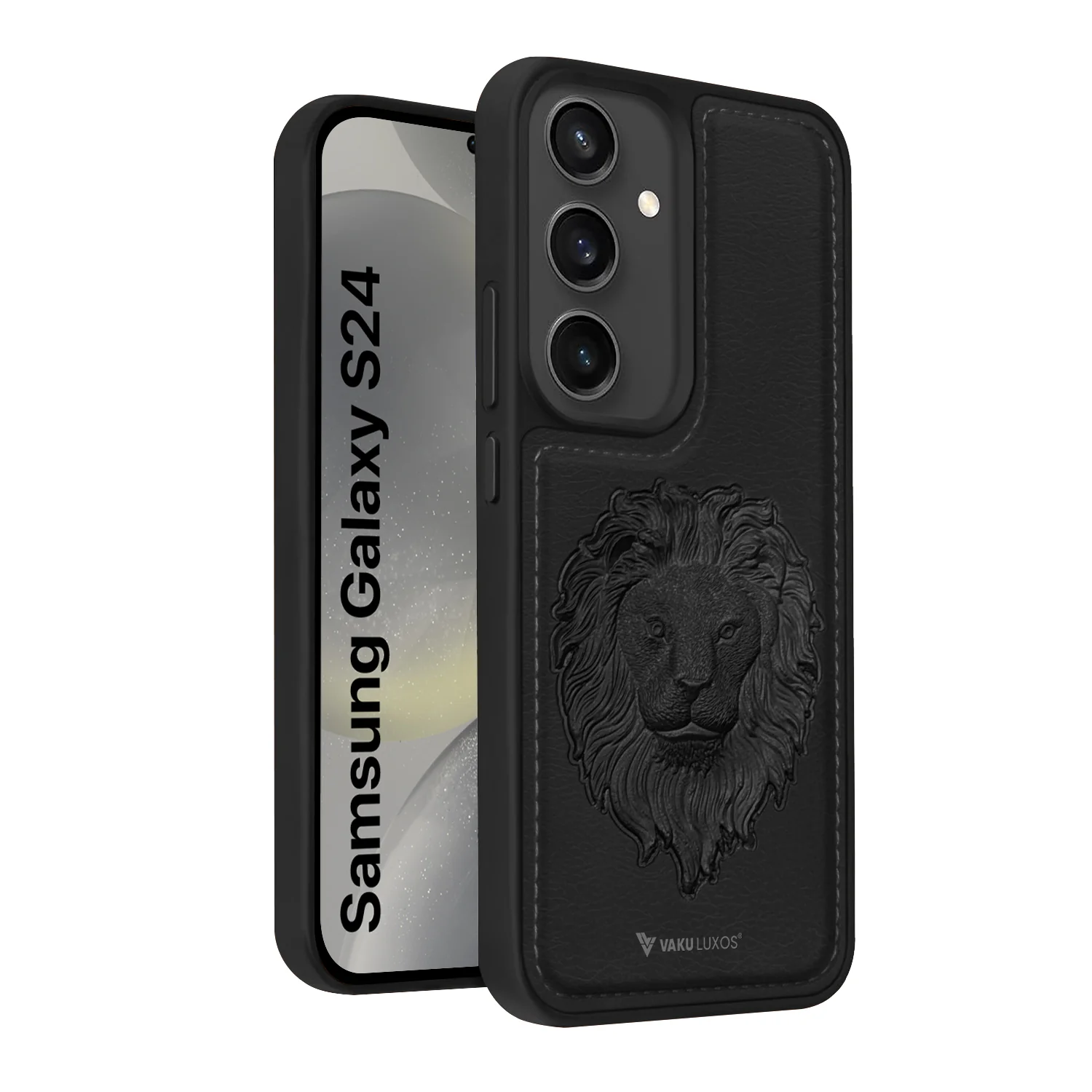 Vaku ® Samsung Galaxy S24 Lion Embossed Luxury Designer Leather Back Cover - Image 2