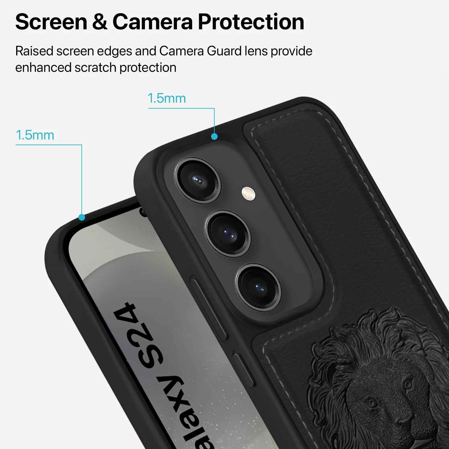 Vaku ® Samsung Galaxy S24 Lion Embossed Luxury Designer Leather Back Cover - Image 3