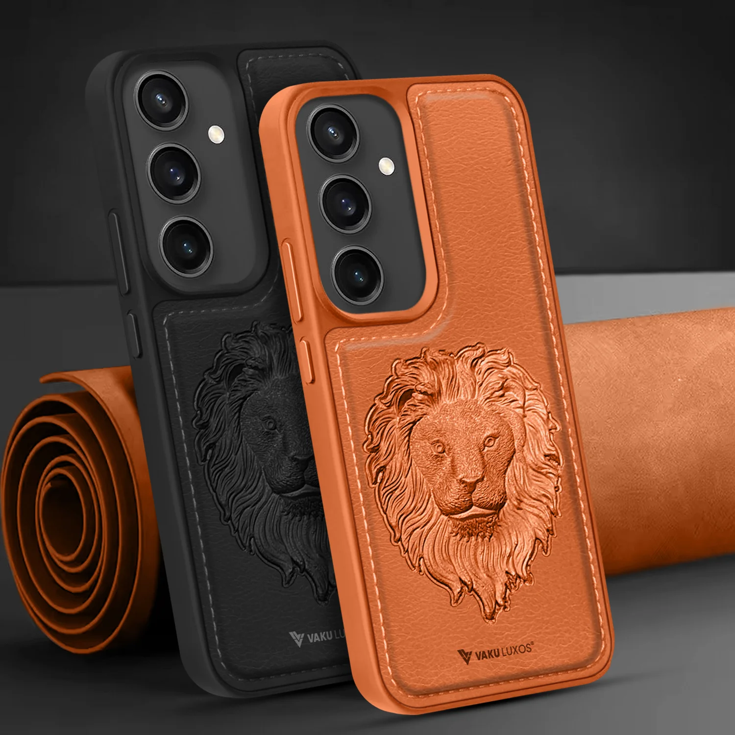 Vaku ® Samsung Galaxy S24 Lion Embossed Luxury Designer Leather Back Cover - Image 5