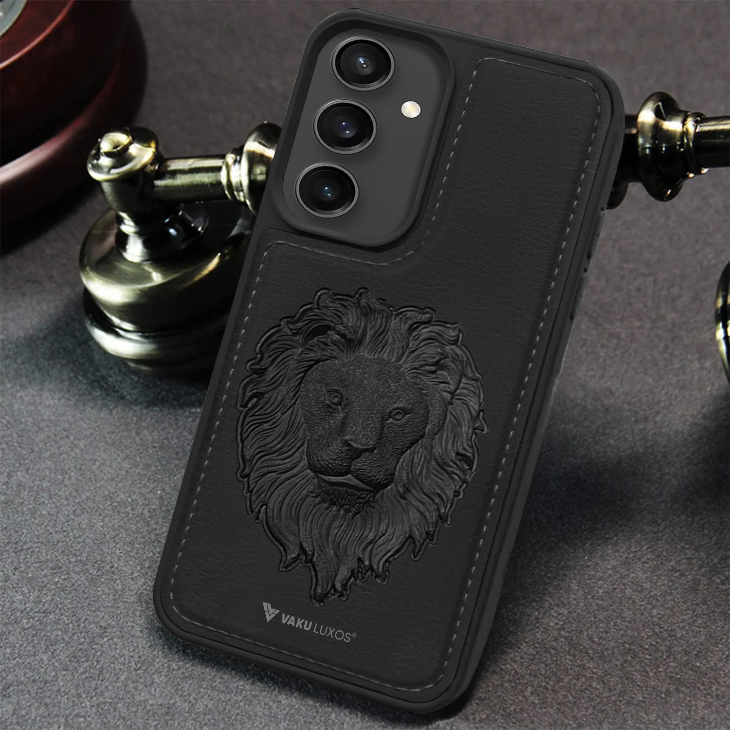 Vaku ® Samsung Galaxy S24 Lion Embossed Luxury Designer Leather Back Cover - Image 9