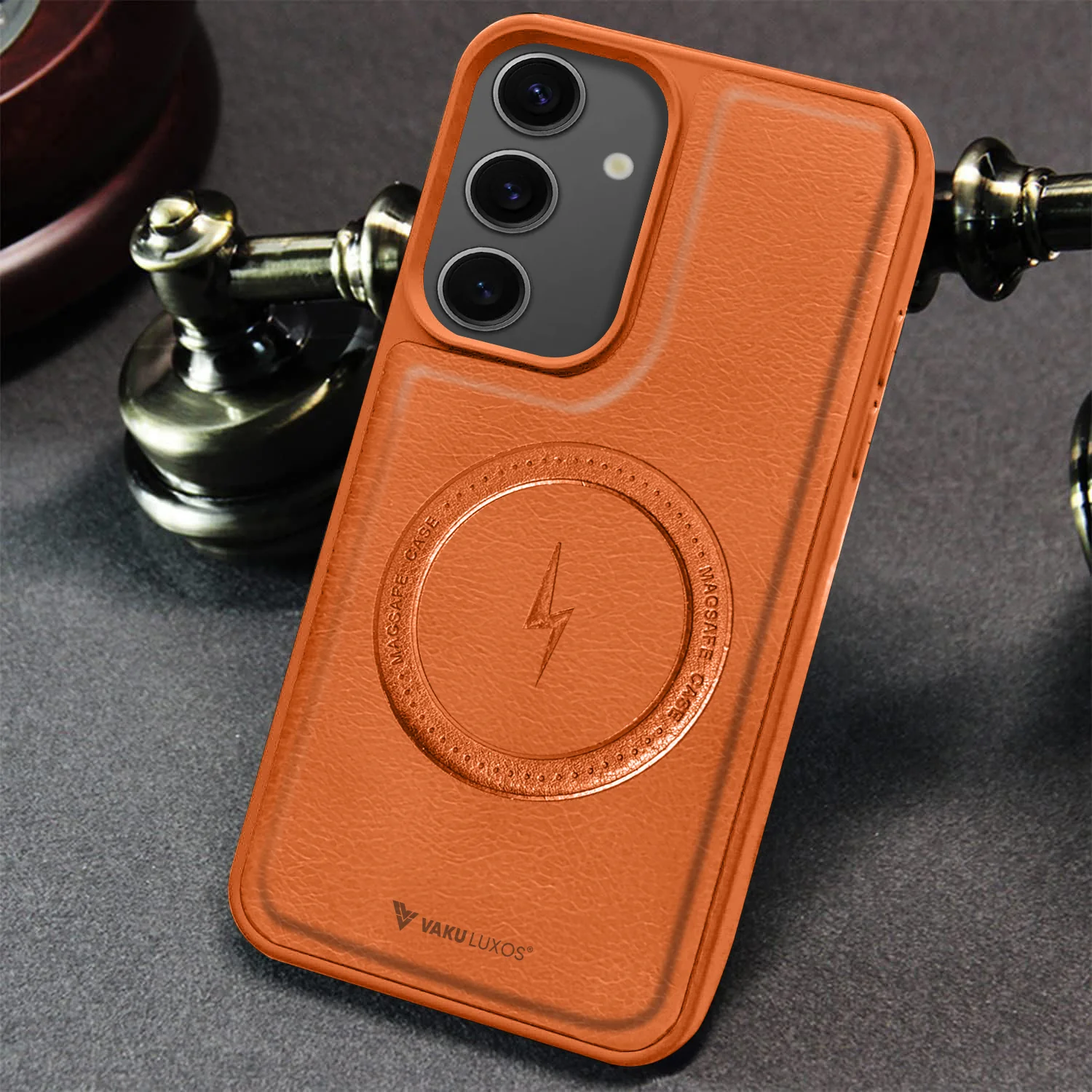 Vaku ® Samsung Galaxy S24 Maxtron Leather Stitched Magnetic Magsafe Back Cover - Image 12