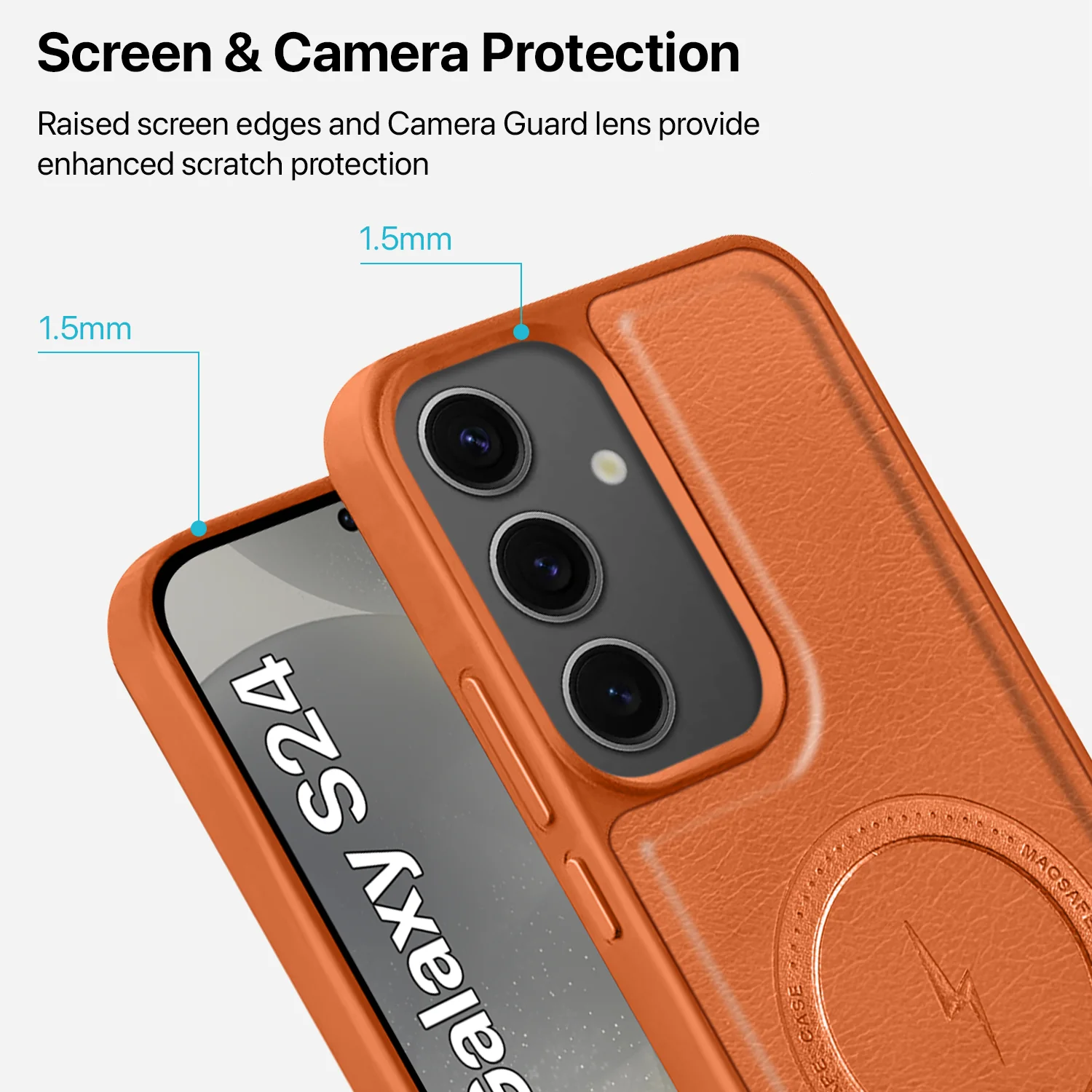 Vaku ® Samsung Galaxy S24 Maxtron Leather Stitched Magnetic Magsafe Back Cover - Image 4