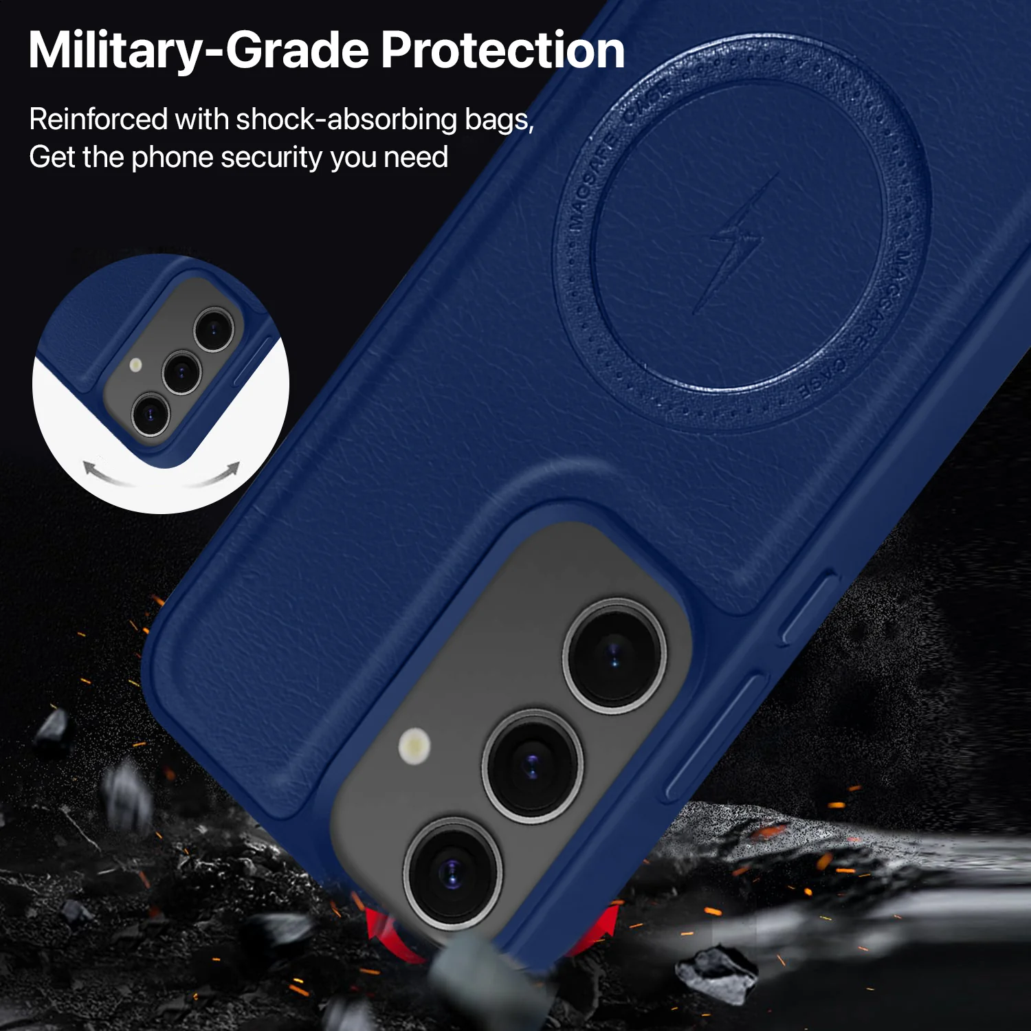 Vaku ® Samsung Galaxy S24 Maxtron Leather Stitched Magnetic Magsafe Back Cover - Image 5