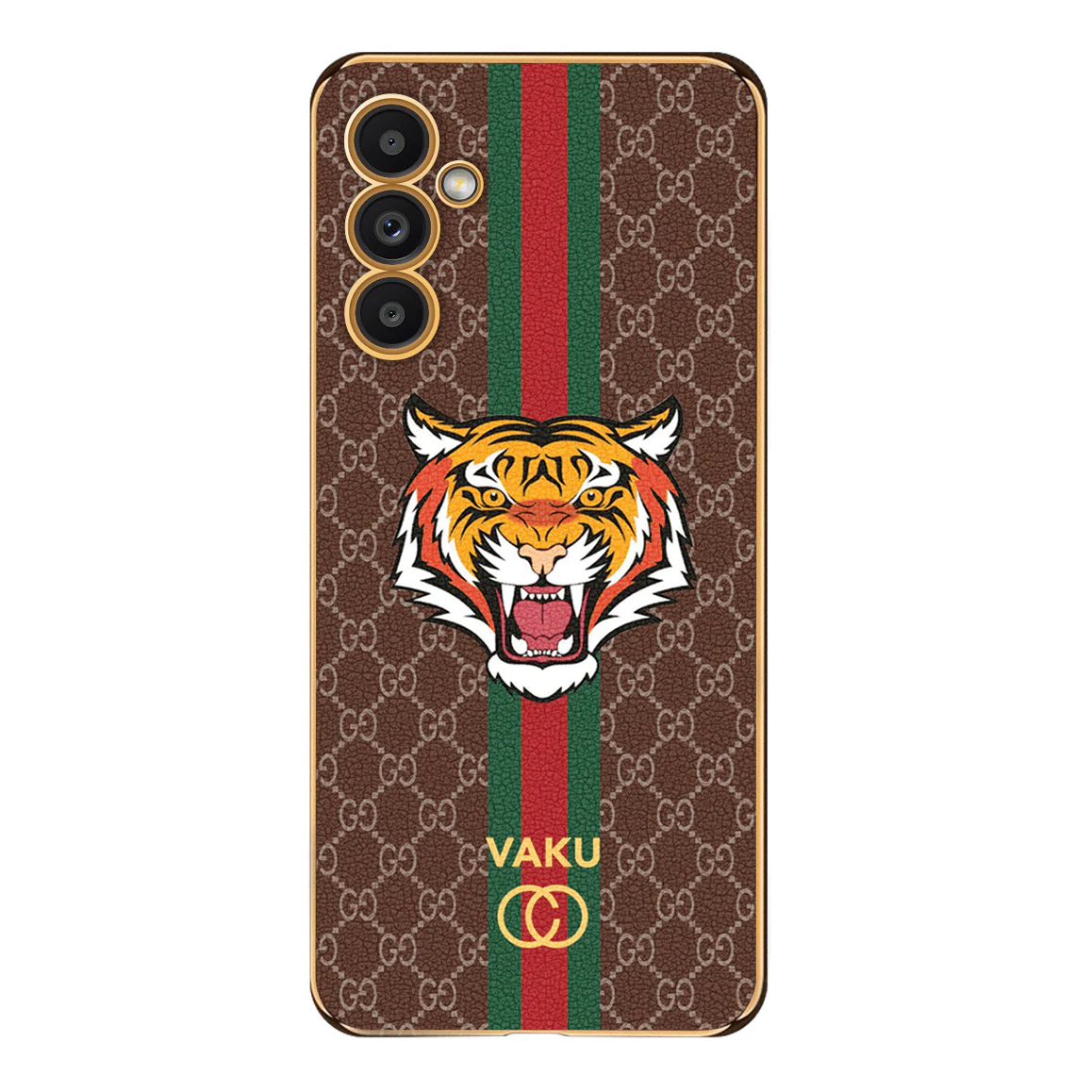 Vaku ® Samsung Galaxy S24 Plus Lynx Leather Pattern Gold Electroplated Soft TPU Back Cover - Image 11