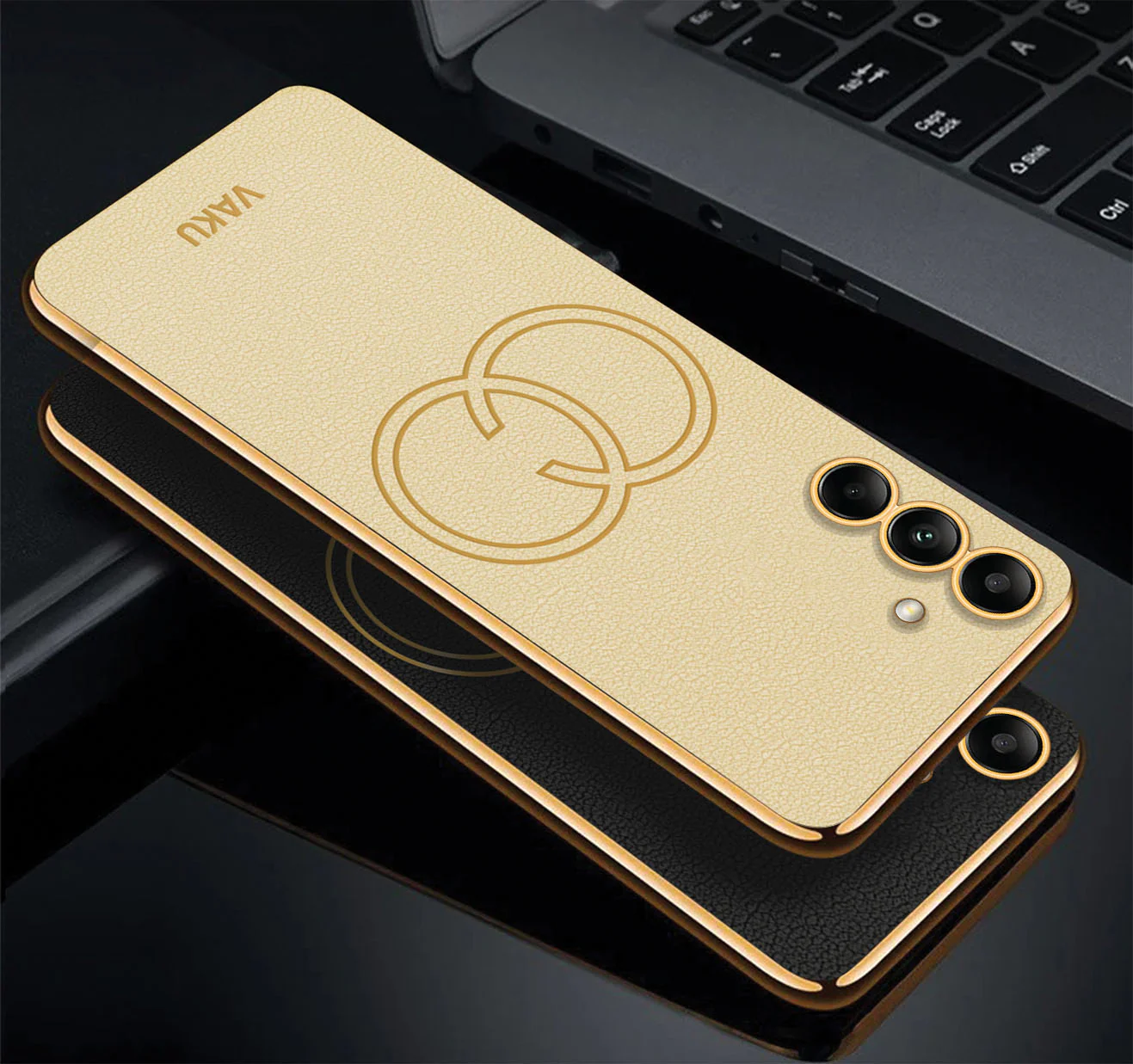 Vaku® Samsung Galaxy S24 Plus Skylar Leather Pattern Gold Electroplated Soft TPU Back Cover - Image 5