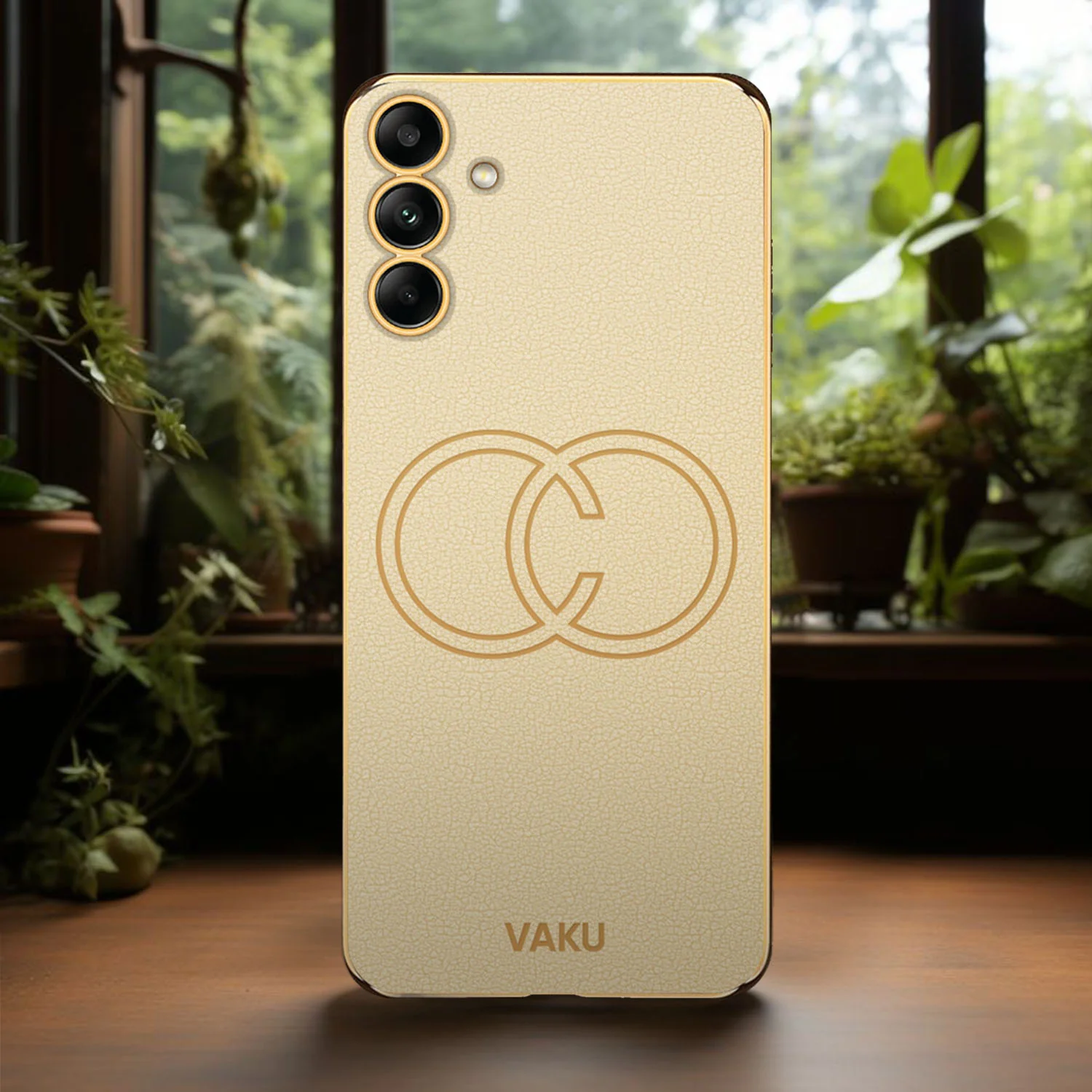 Vaku ® Samsung Galaxy S24 Skylar Leather Pattern Gold Electroplated Soft TPU Back Cover - Image 8