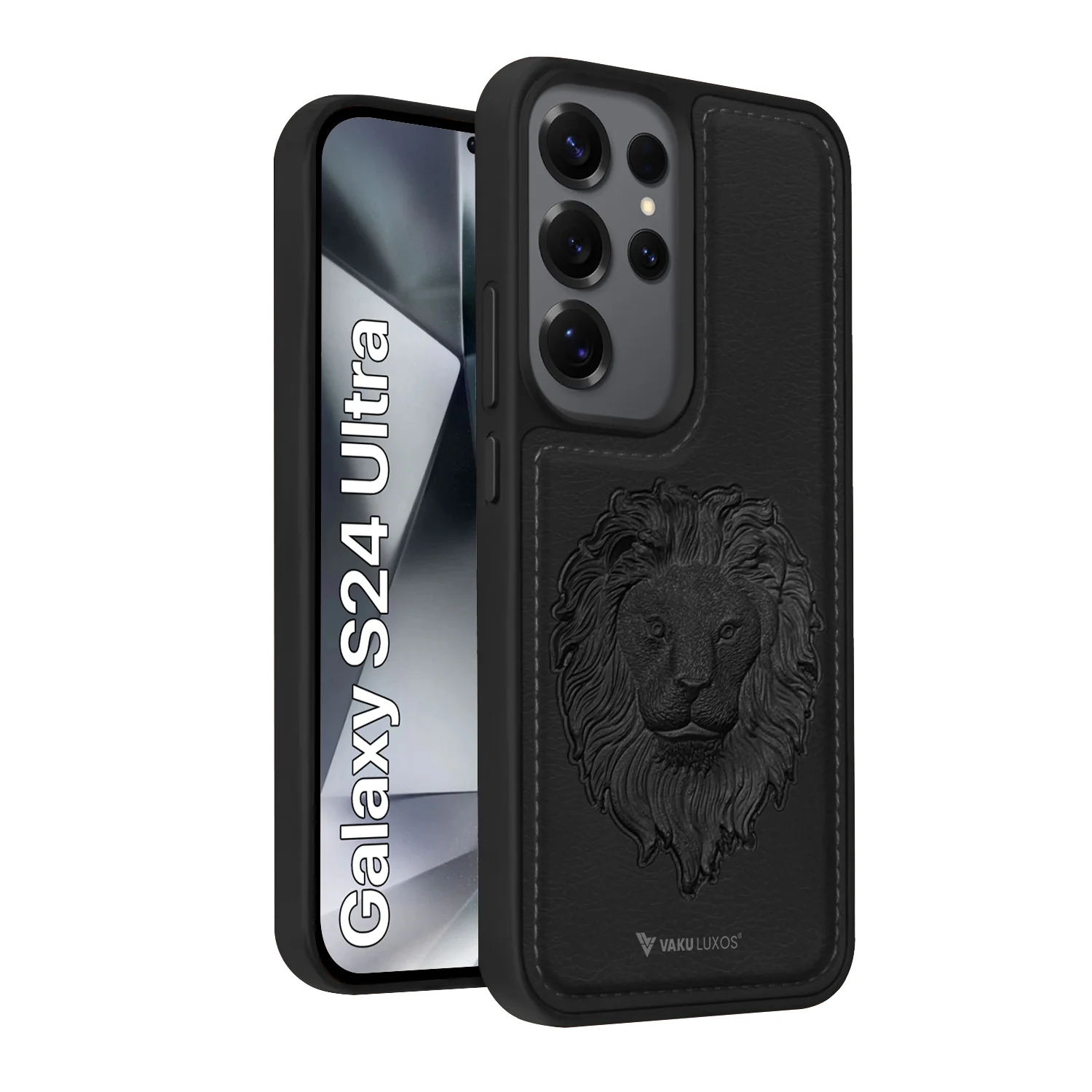 Vaku ® Samsung Galaxy S24 Ultra Lion Embossed Luxury Designer Leather Back Cover - Image 2