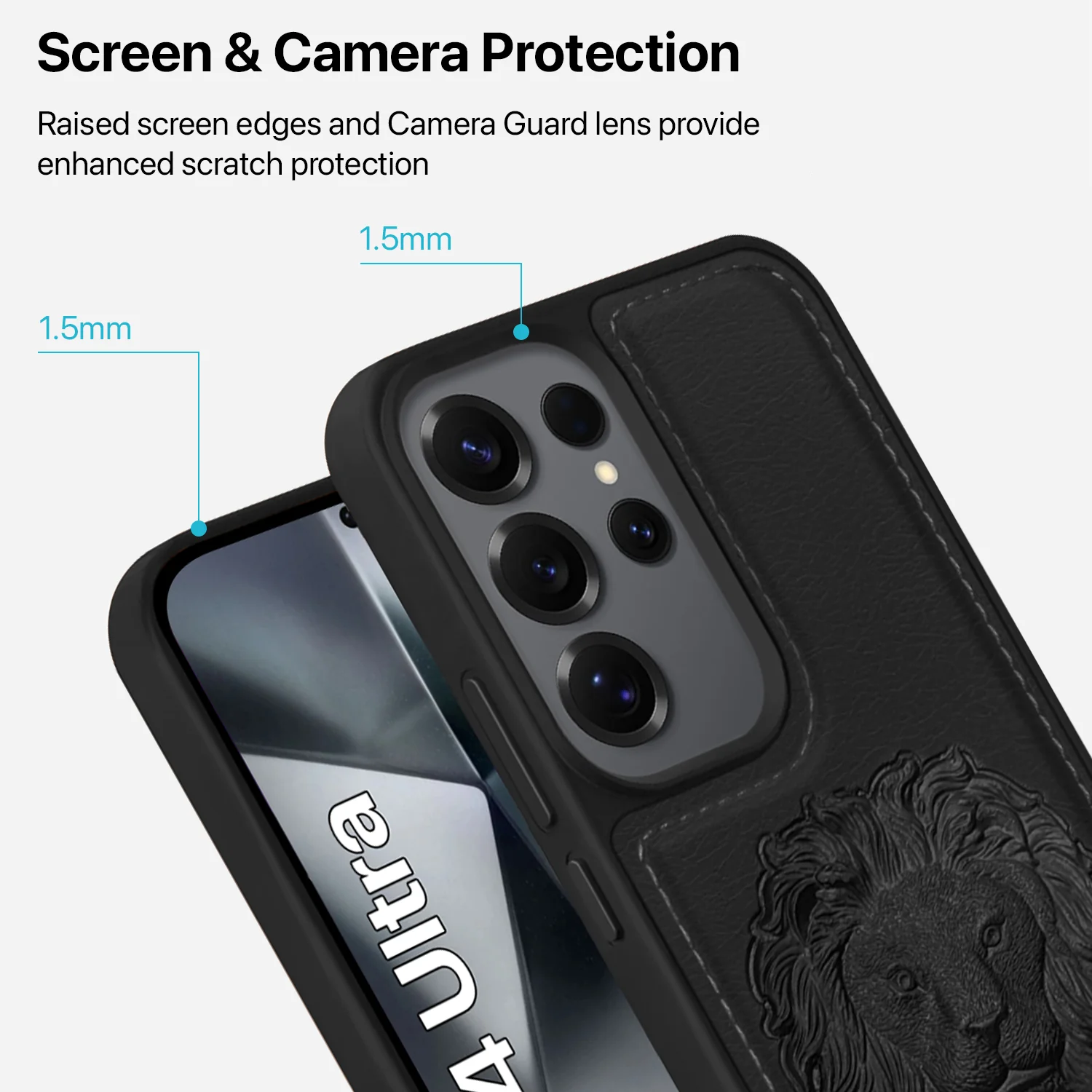 Vaku ® Samsung Galaxy S24 Ultra Lion Embossed Luxury Designer Leather Back Cover - Image 3