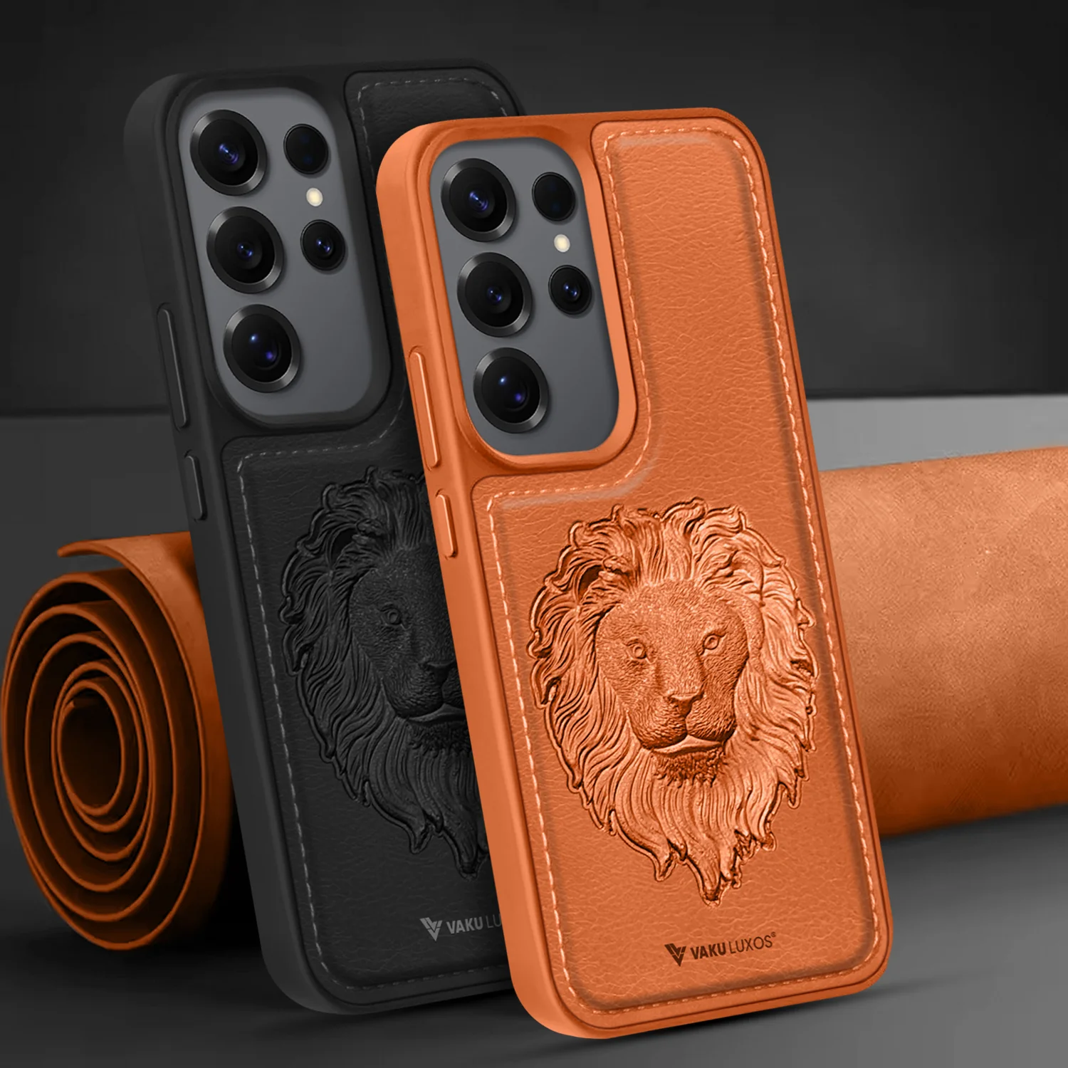Vaku ® Samsung Galaxy S24 Ultra Lion Embossed Luxury Designer Leather Back Cover - Image 7
