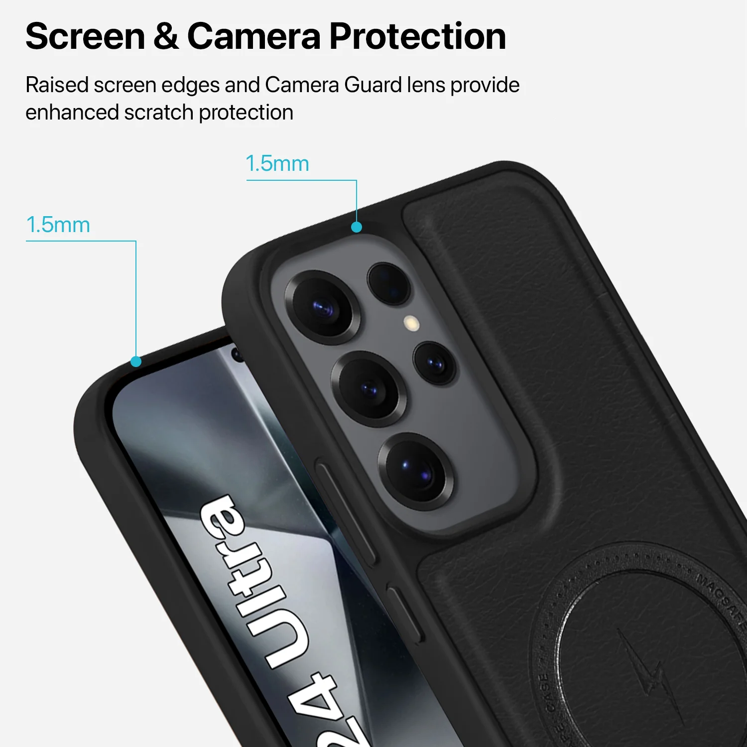 Vaku ® Samsung Galaxy S24 Ultra Maxtron Leather Stitched Magnetic Magsafe Back Cover - Image 5