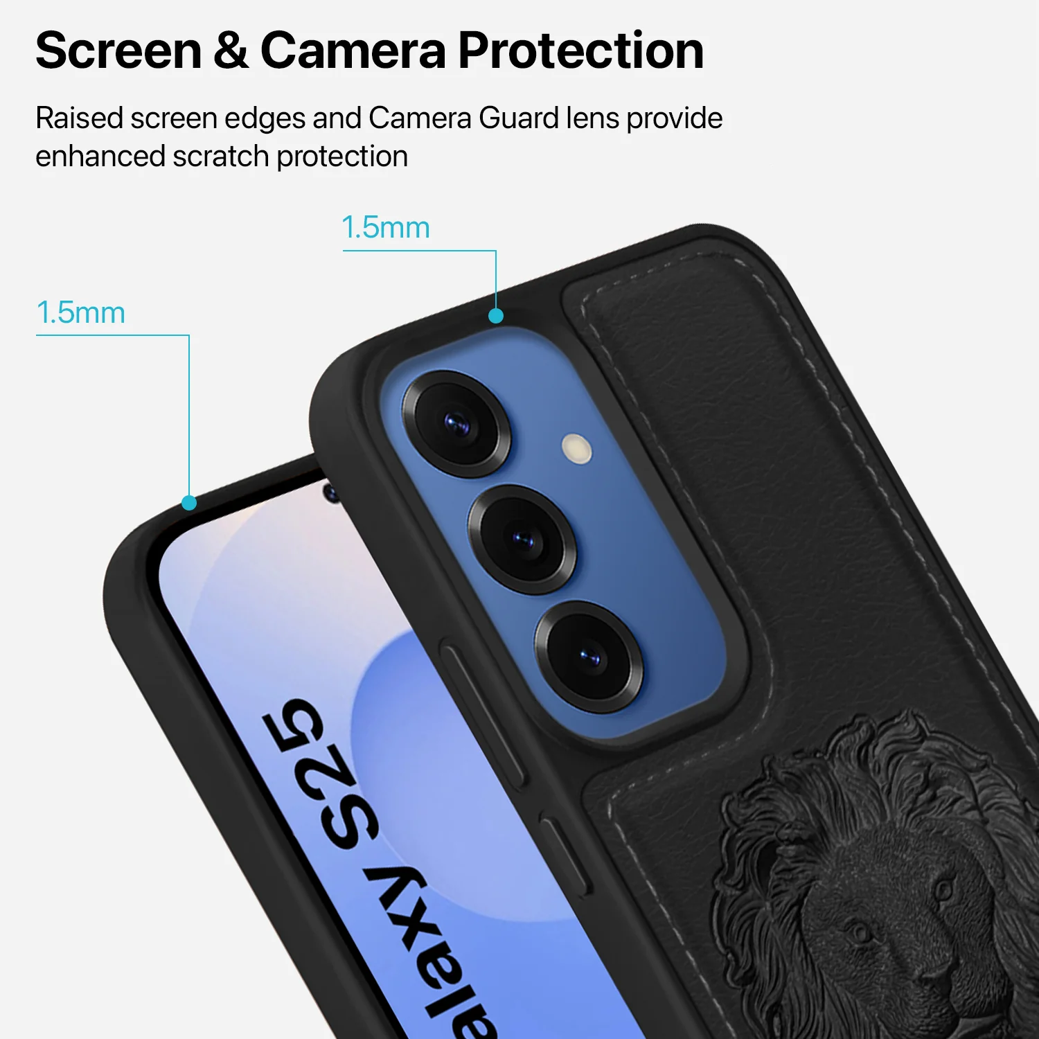 Vaku ® Samsung Galaxy S25 Lion Embossed Luxury Designer Leather Back Cover - Image 4